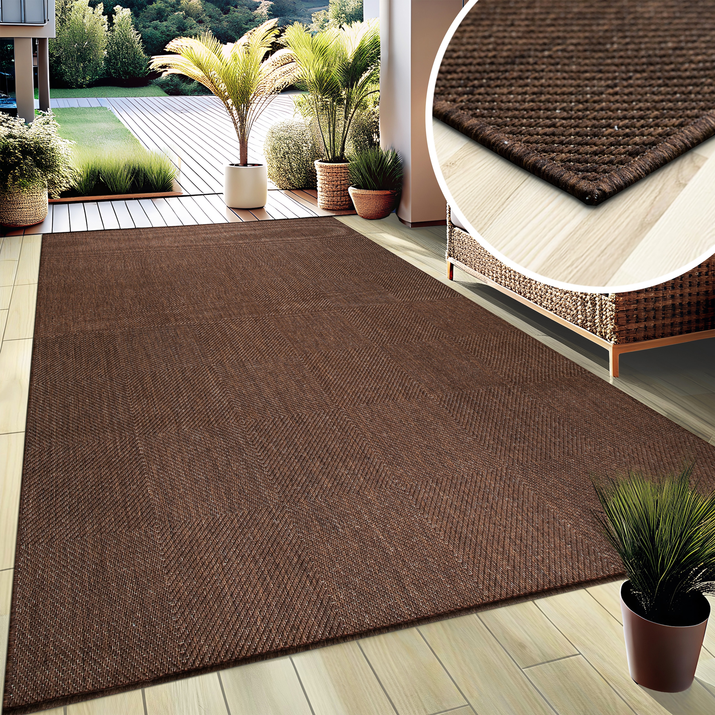 my home Teppich »Anna, auch als Läufer erhältlich«, rechteckig, 3 mm Höhe, In- und Outdoor geeignet, Sisal-Optik, Wetterfest & UV-beständig