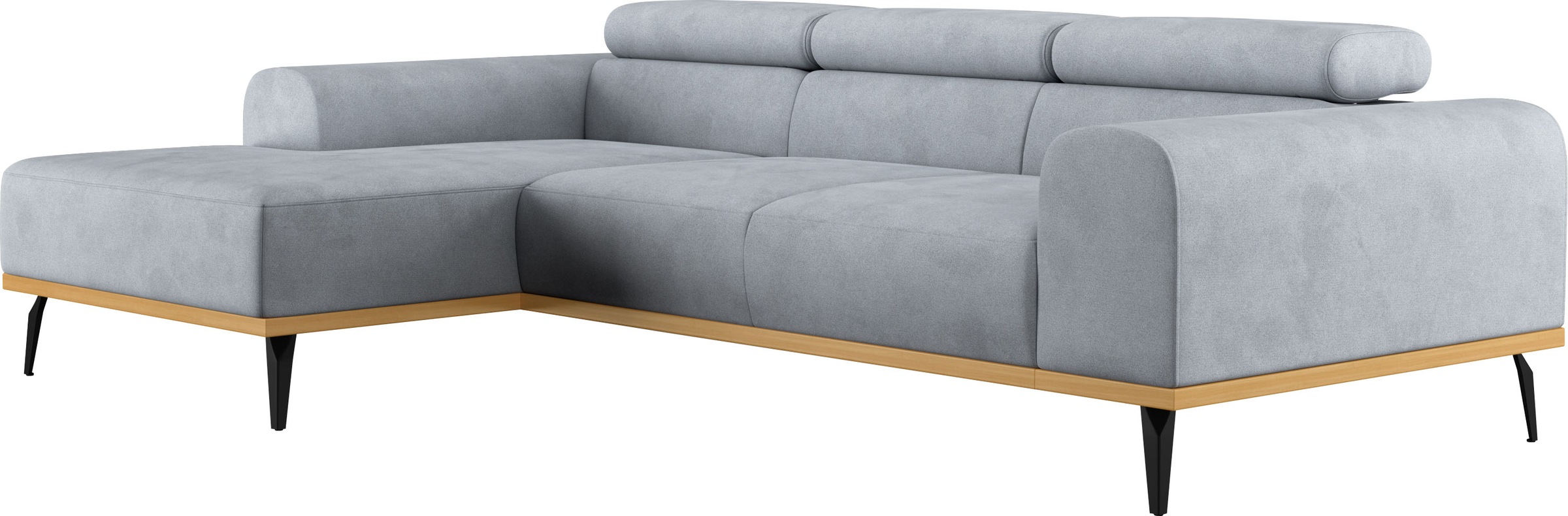 Places of Style Ecksofa »Carlo L-Form«, mit Kopfteilverstellung & Holz-Rahmenoptik, optional Relaxfunktion
