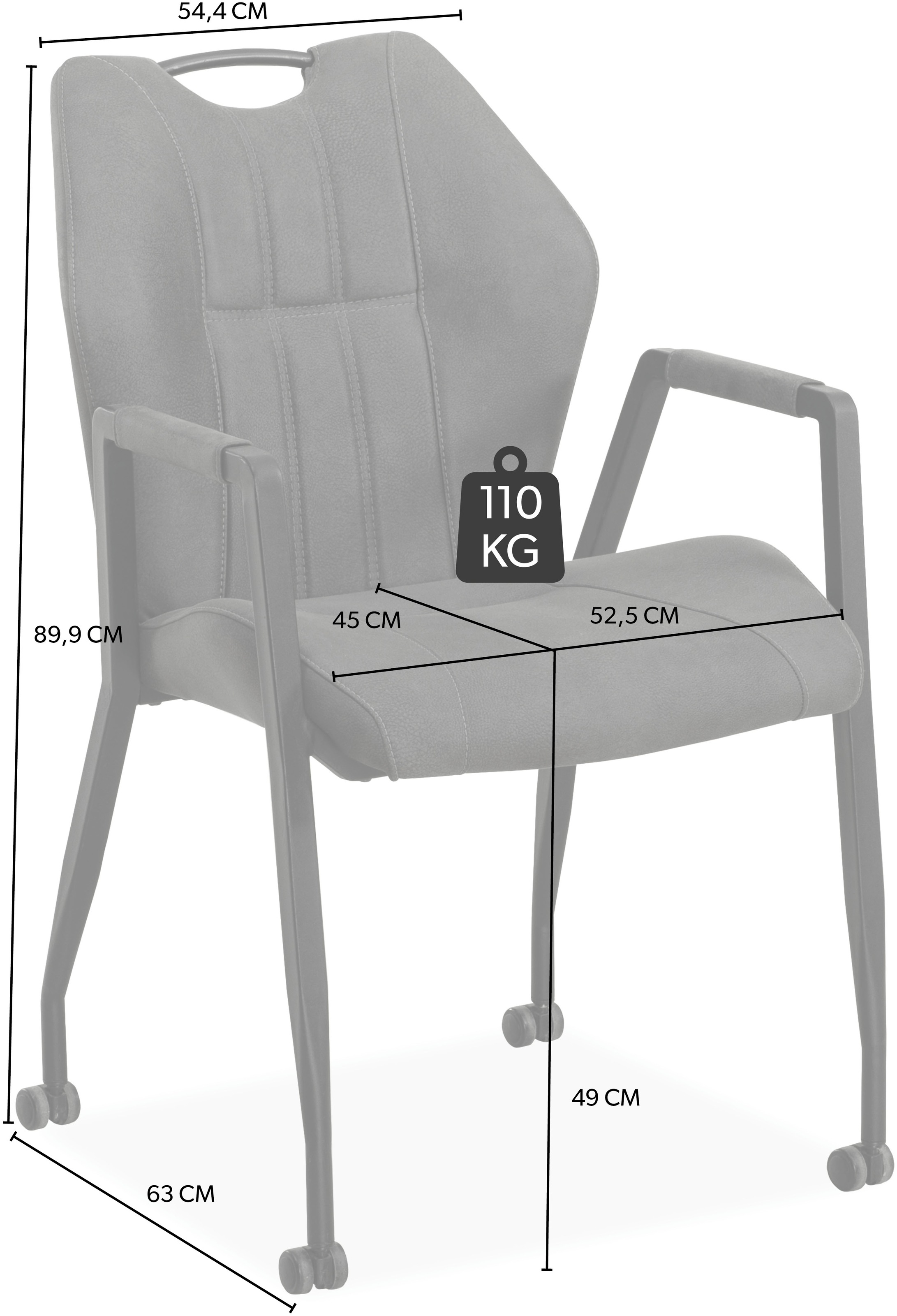 OMG Design Armlehnstuhl »Point«, (Set), 1 St., Stoff, Esszimmerstuhl mit Rollen, Bürostuhl