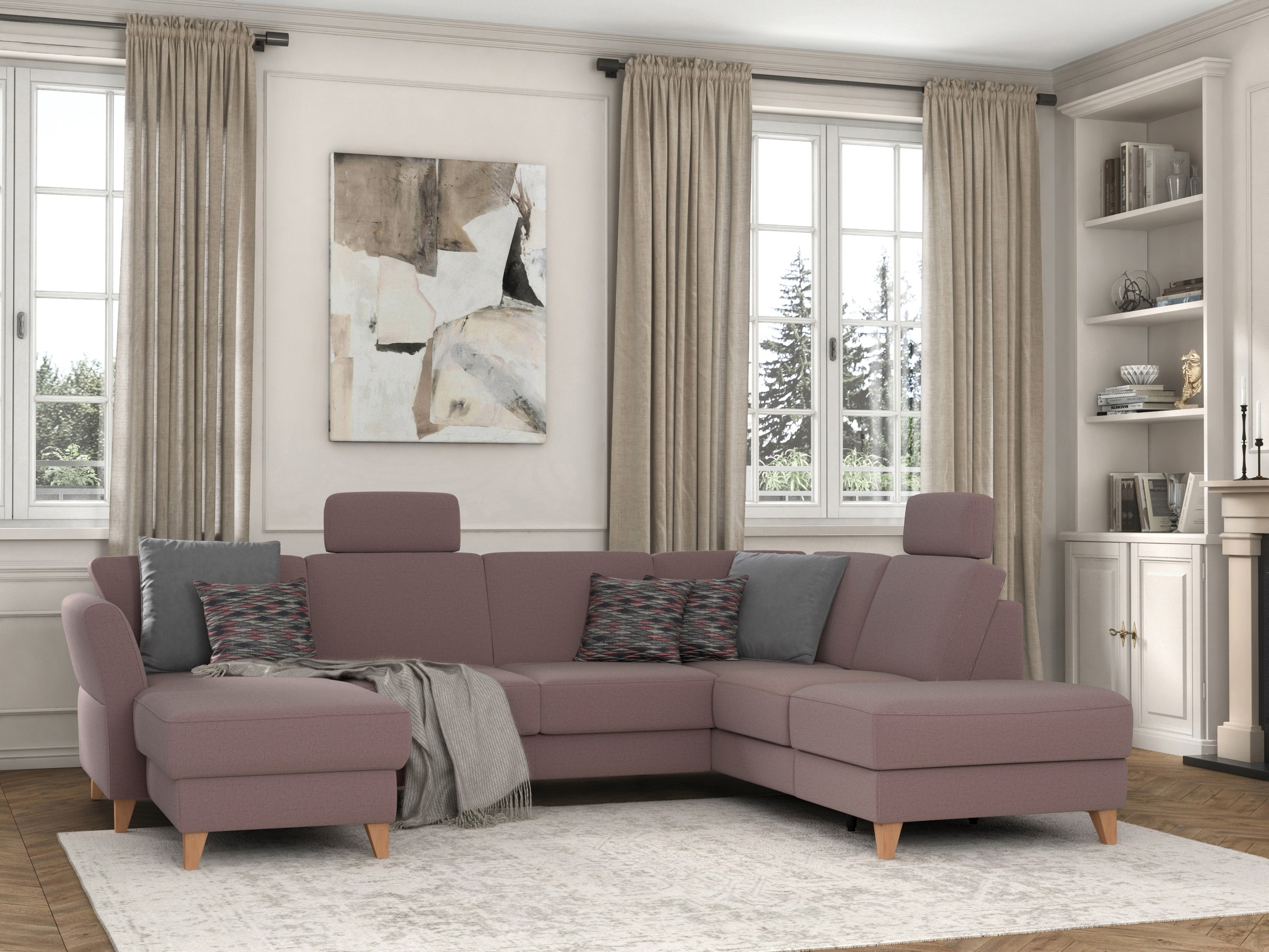 sit&more Wohnlandschaft »Visby U-Form«, wahlweise mit Bettfunktion und Stauraum, frei im Raum stellbar
