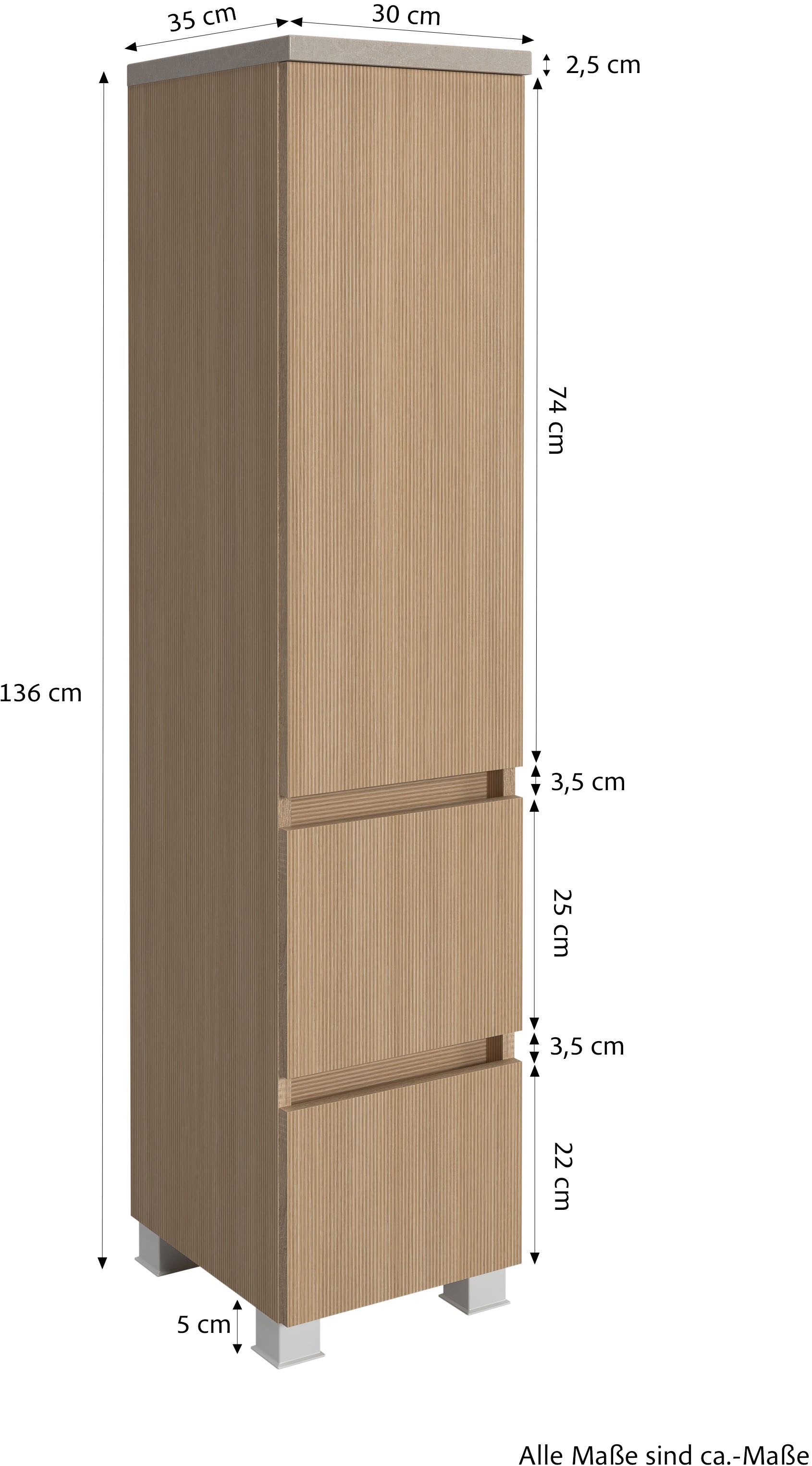 welltime Badmöbel-Set »Set 90 cm breit, Badmöbel mit LED-Beleuchtung«, Held Möbel, 3tlg. Unterbecken-Set, Eixo
