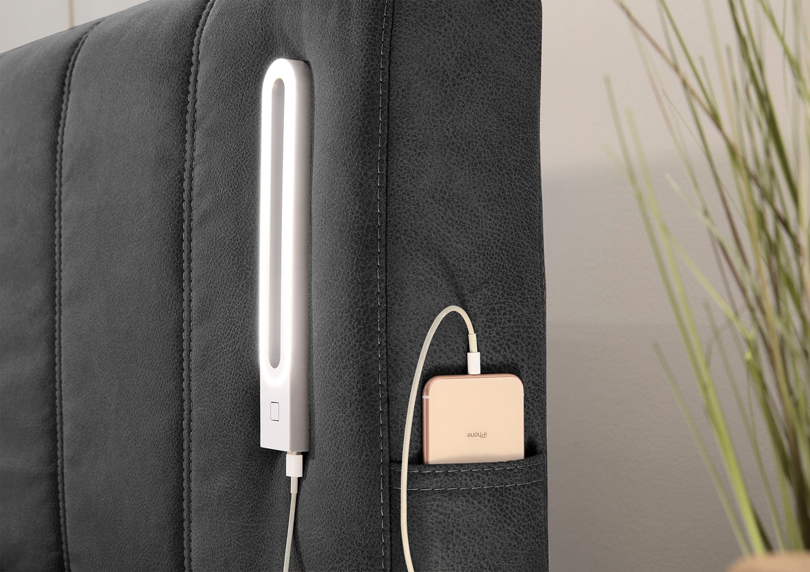 Jockenhöfer Gruppe Boxspringbett Kati, mit Topper, Bettkasten, dimmbare LED-Beleuchtung und USB Ladeport
