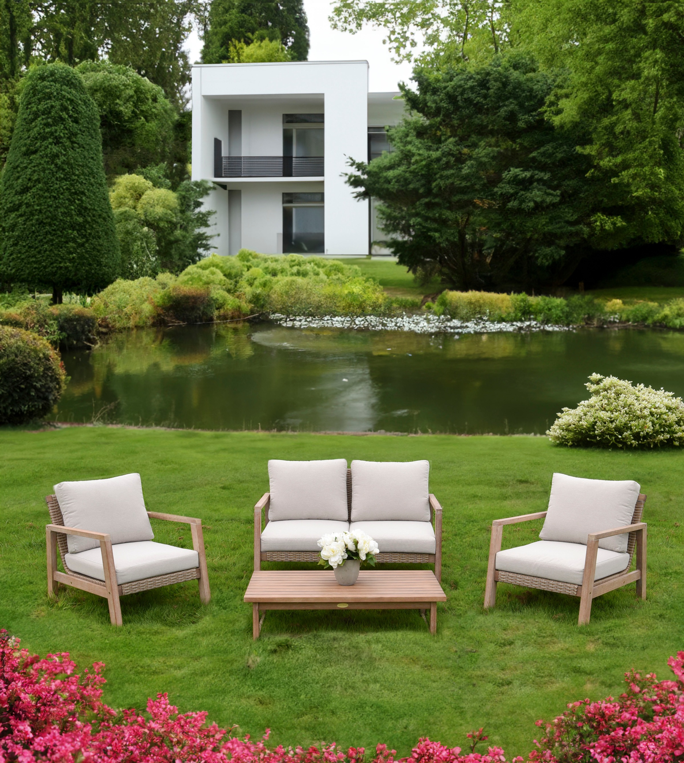 Garden Pleasure Gartenlounge-Set »»SAN««, (4 tlg.), 2 Sessel, Tisch LxB: 106x66 cm, inkl Kissen