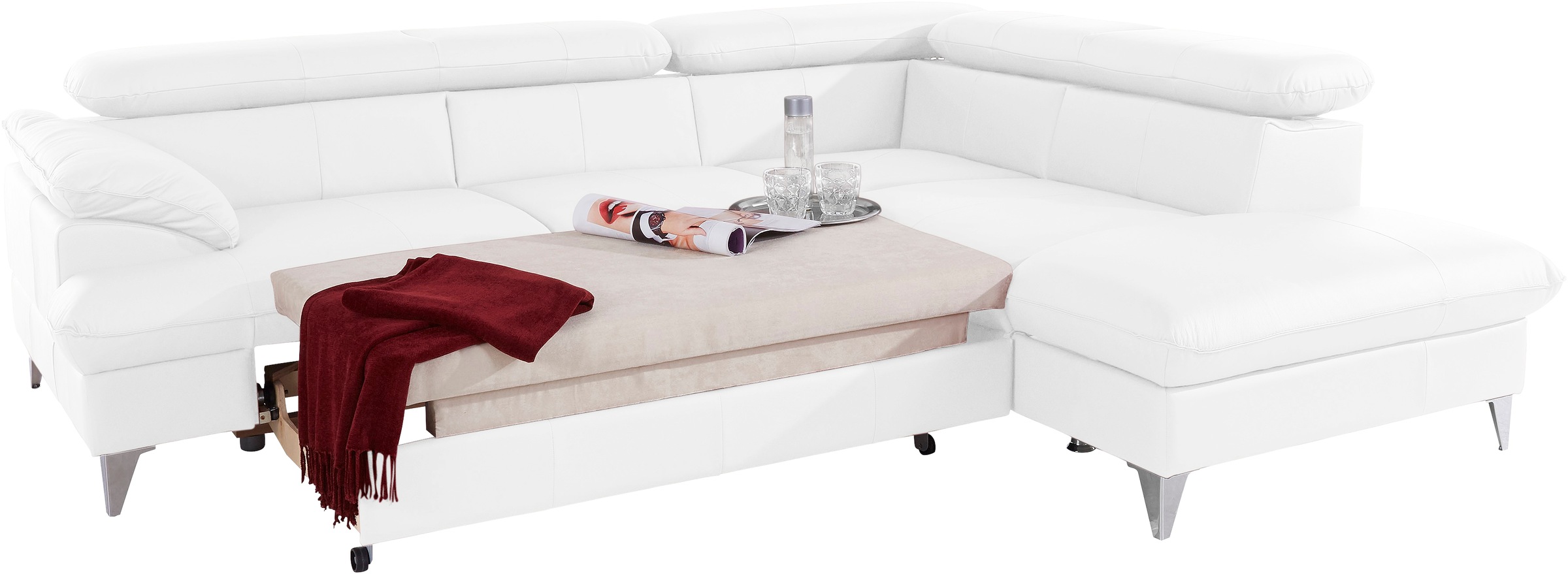COTTA Ecksofa »Caluso L-Form«, mit Kopfteilverstellung, wahlweise mit Bettfunktion & Bettkasten