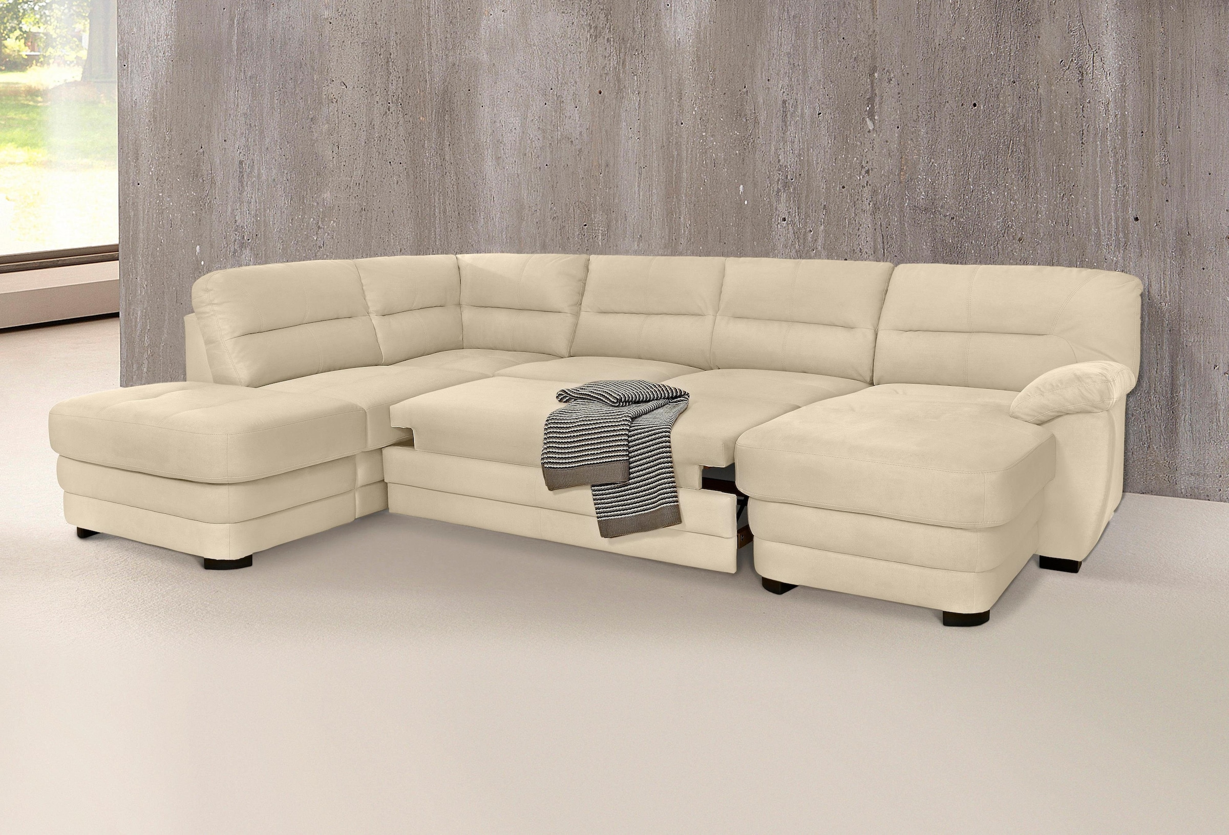COTTA Polstergarnitur »Royale U-Form«, (Set), Set bestehend aus: Wohnlandschaft & Hocker