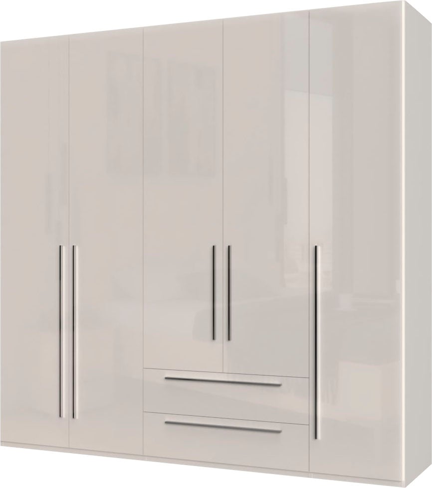 Places of Style Kleiderschrank »Piano, UV lackiert, hochglänzend in beige oder weiß, FSC-zertifiziert«, (Made in Europe), in vielen Breiten, Höhe 224cm, mit Soft-Close Funktion, 2 Schubladen