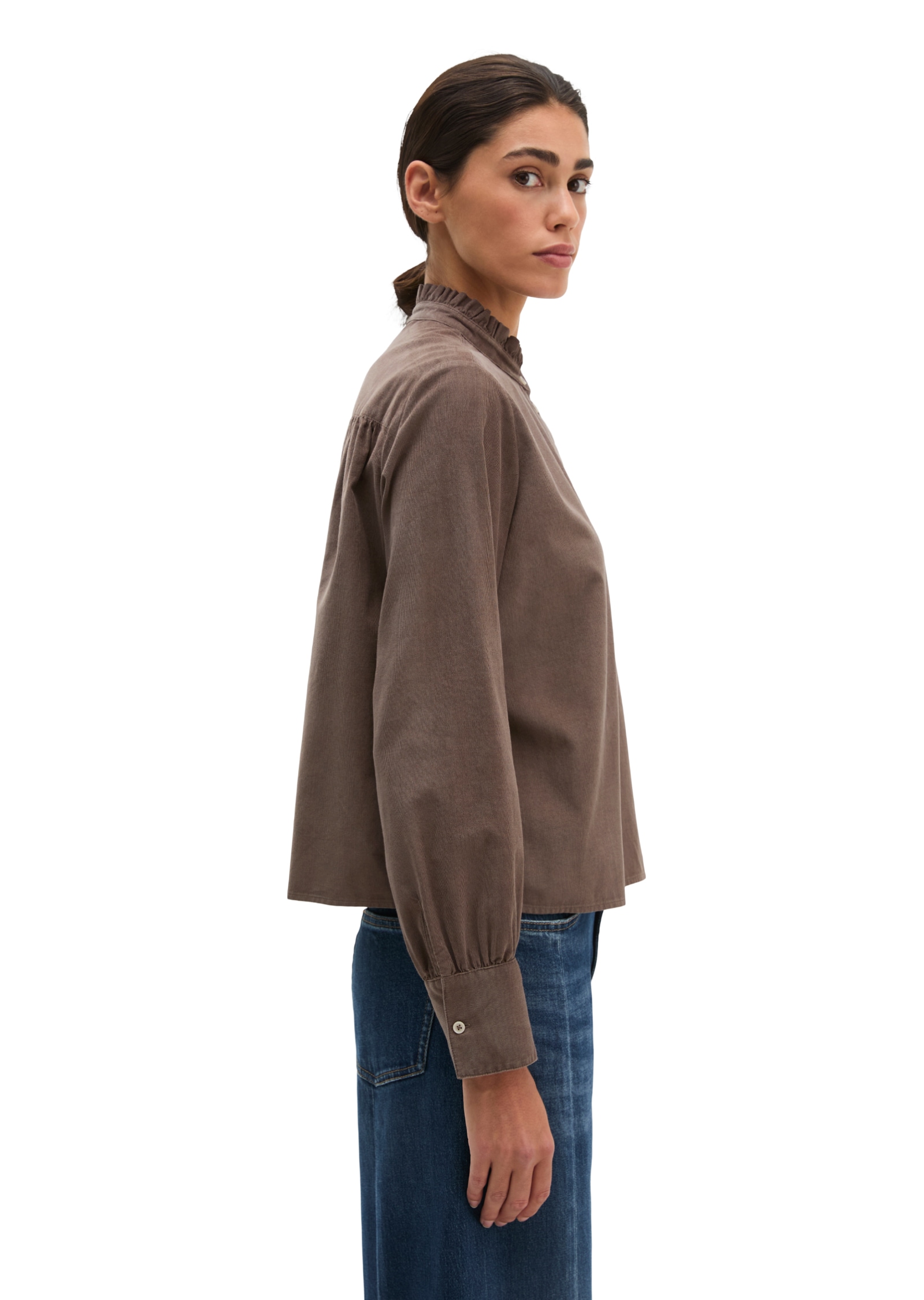 Marc O'Polo Rüschenbluse in Cord-Qualität, mit Bio-Baumwolle