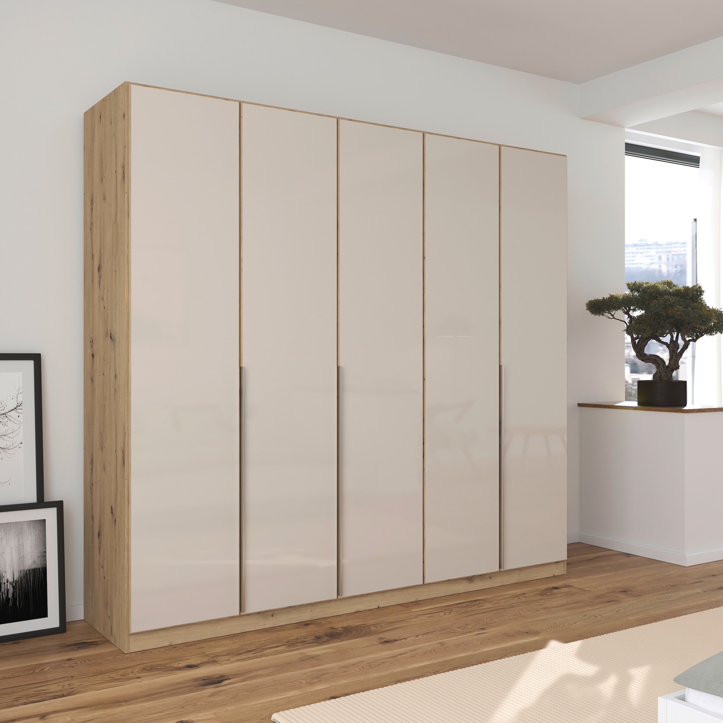 rauch Drehtürenschrank »Kleiderschrank Kleiderschränke Schrank Garderobe AGORDO mit Glasfront«, (in zwei Griff-Farben), durchdachte Innenausstattung, in 6 Breiten und 2 Höhen MADE IN GERMANY