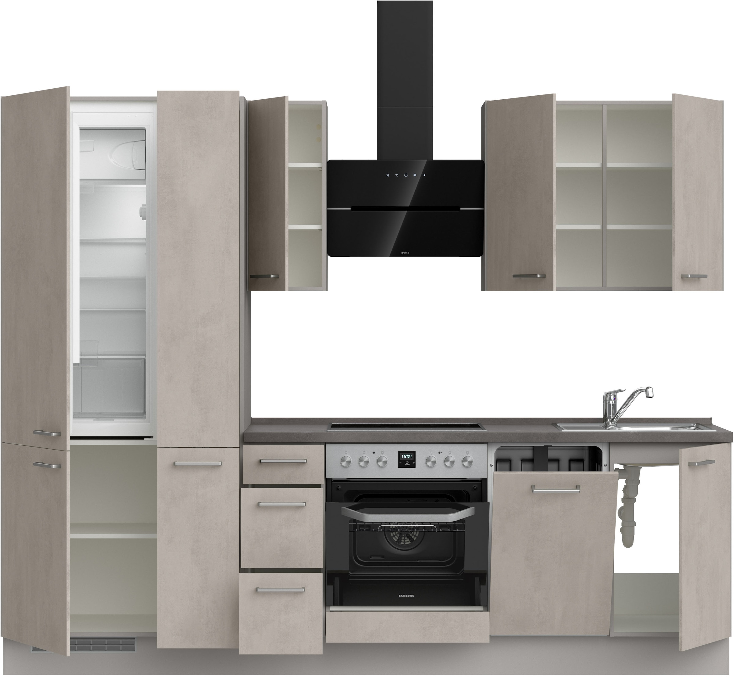 nobilia® Küchenzeile »"Riva II"«, vormontiert, Ausrichtung wählbar, Breite 270 cm, wahlw. mit E-Geräten