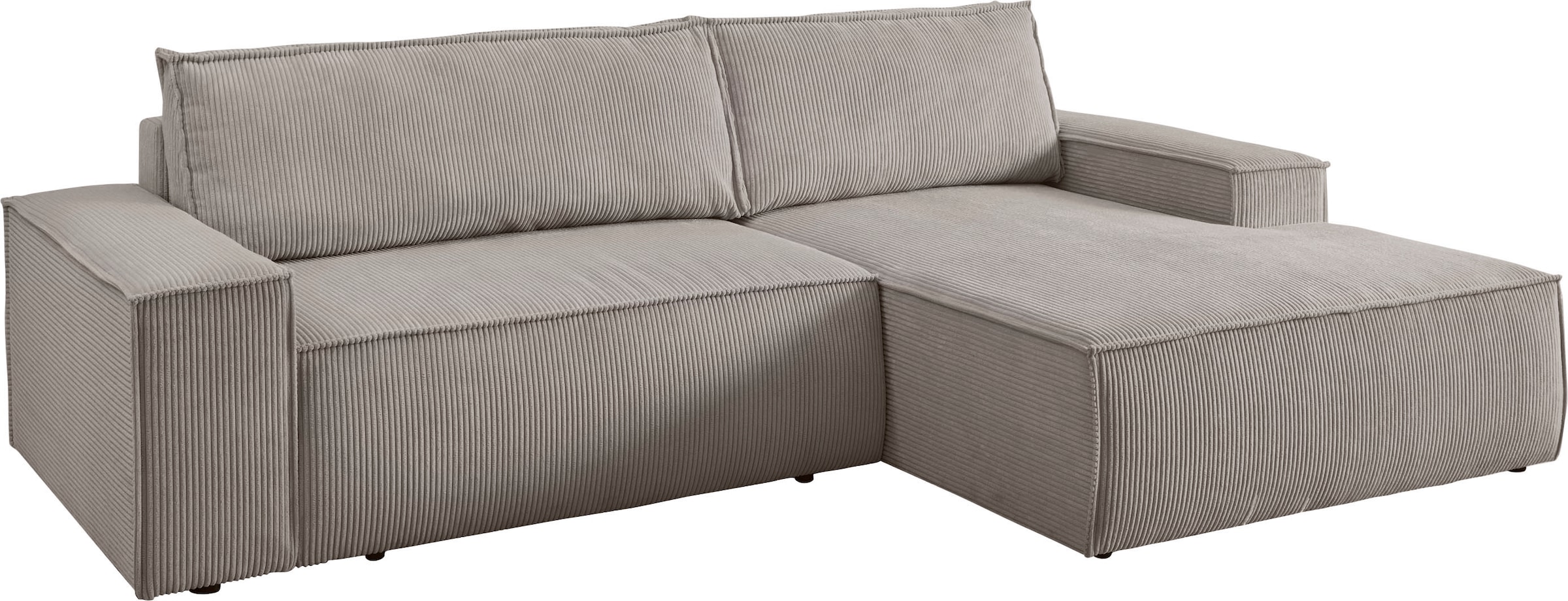 Home affaire Ecksofa »SHERWOOD Schlafsofa 267 cm, L-Form,«, Schlaffunktion mit Bettkasten (210x136 cm), Cord, Vintage, Samtvelours