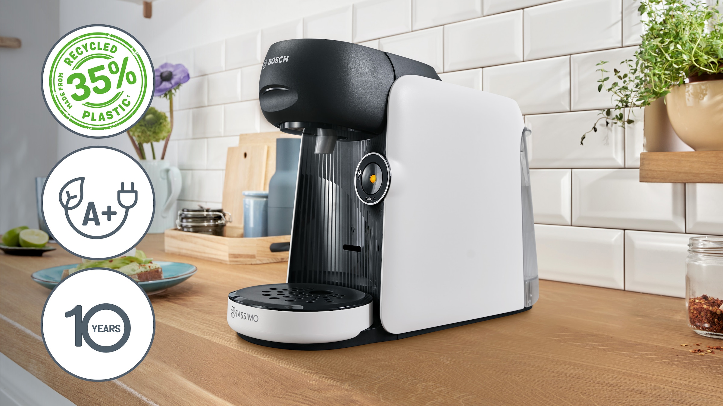 TASSIMO Kapselmaschine »TAS164E«, One-Touch Bedienung, über 70 Getränke, nachhaltig, weiß/schwarz