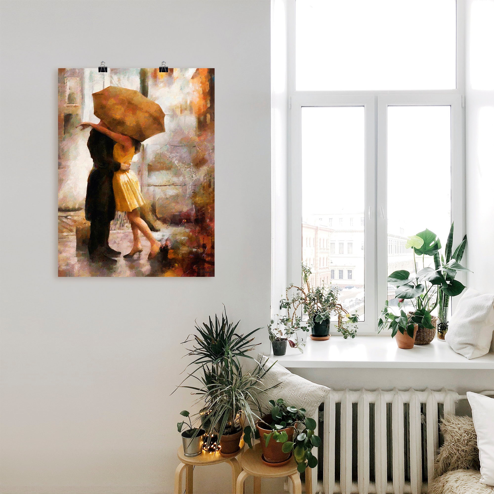 Artland Wandbild »Kuss unter Regenschirm«, Bilder von Liebespaaren, (1 St.), als Leinwandbild, Poster in verschied. Größen