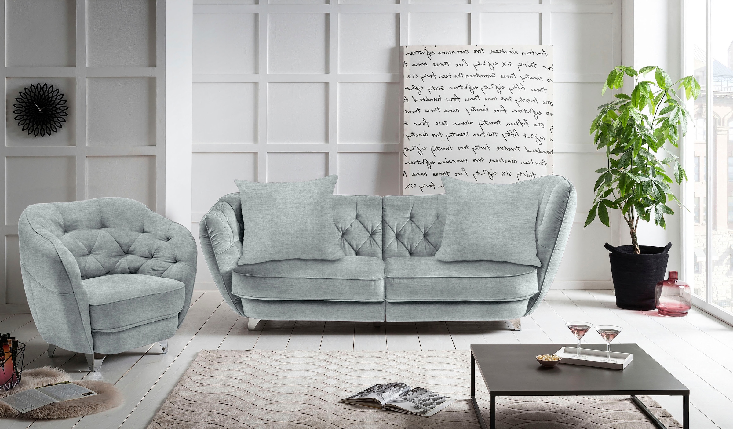 Leonique Big-Sofa »Retro«, stylischer Hochlehner