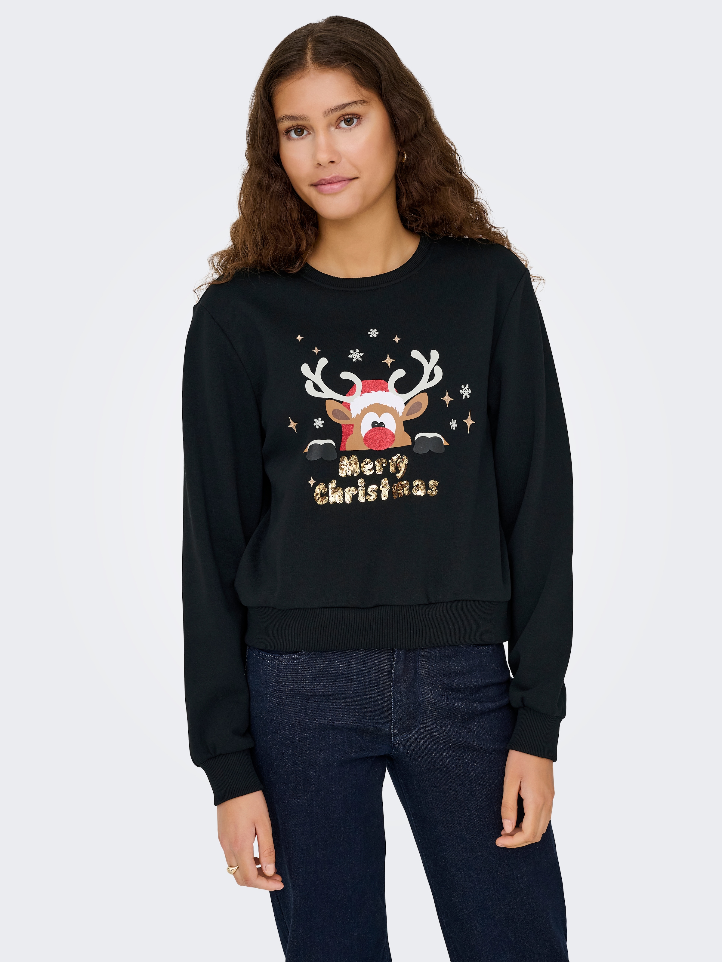 ONLY Weihnachtssweatshirt »ONLYDA XMAS L/S O-NECK BOX SWT«, mit verschiedenen Weihnachtsmotiven

