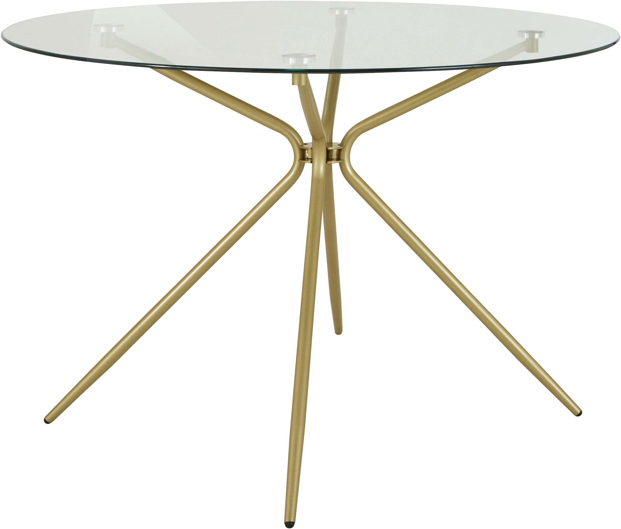 INOSIGN Glastisch »Silvi, TOPSELLER!«, (Esstisch, Glastisch, Küchentisch), rund, Ø 110 cm, Metallgestell in messingfarben