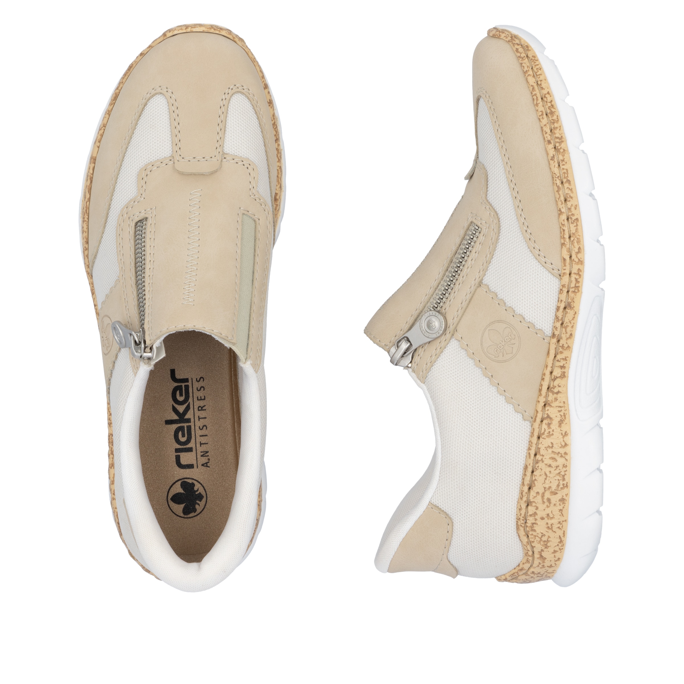 Rieker Slip-On Sneaker, Halbschuh, Freizeitschuh, mit Reißverschluss und MemoSoft-Innensohle