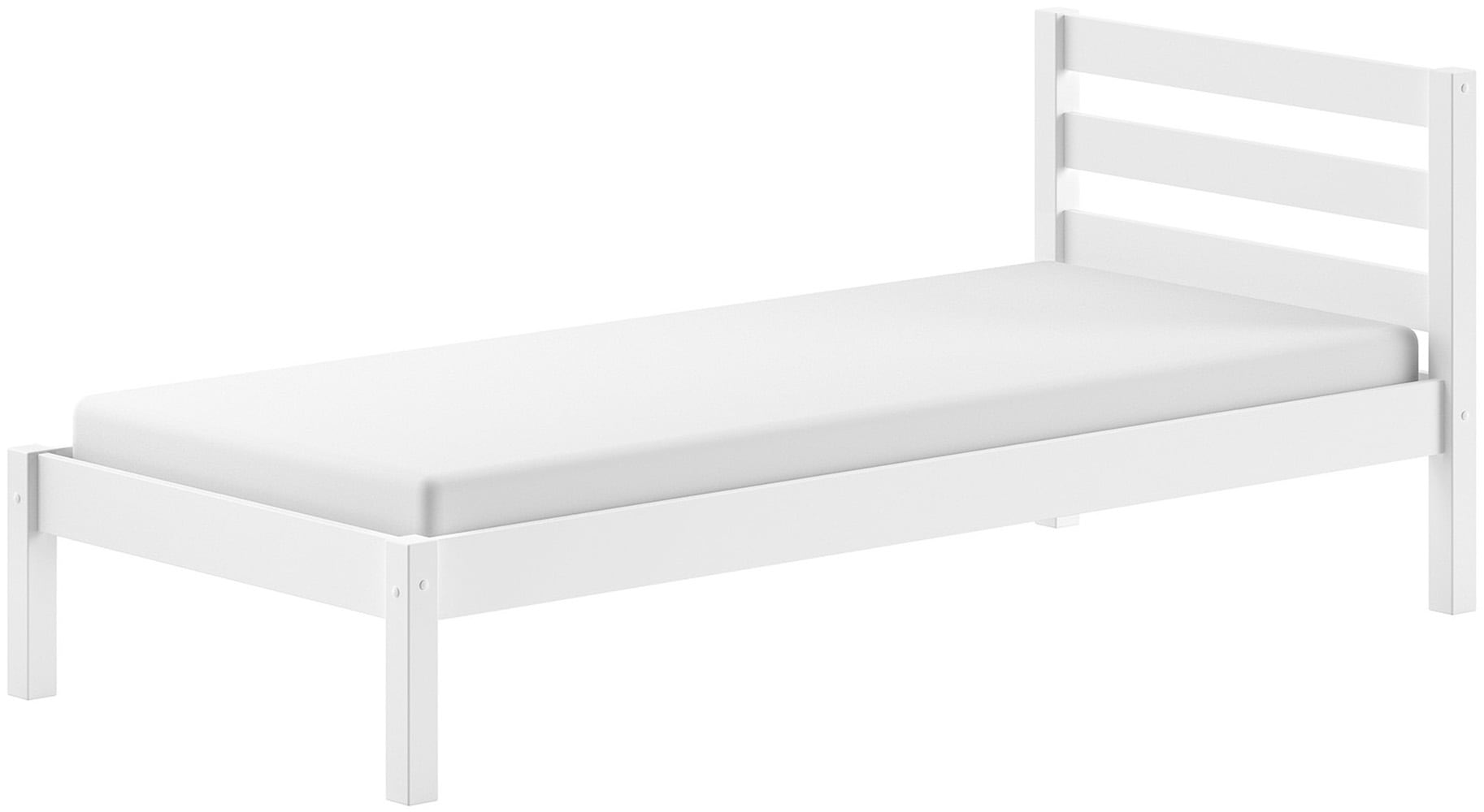 Vipack Massivholzbett »Pino, universell einsetzbar, gradliniges Design, Made in Europe« B/H/Tca. 211x84,4x 97,5cm, Liegefläche 90/200 cm, mit 1 Bettschublade,  inkl. Rolllattenrost, Kiefer massiv, in Natur oder Weiß lackiert