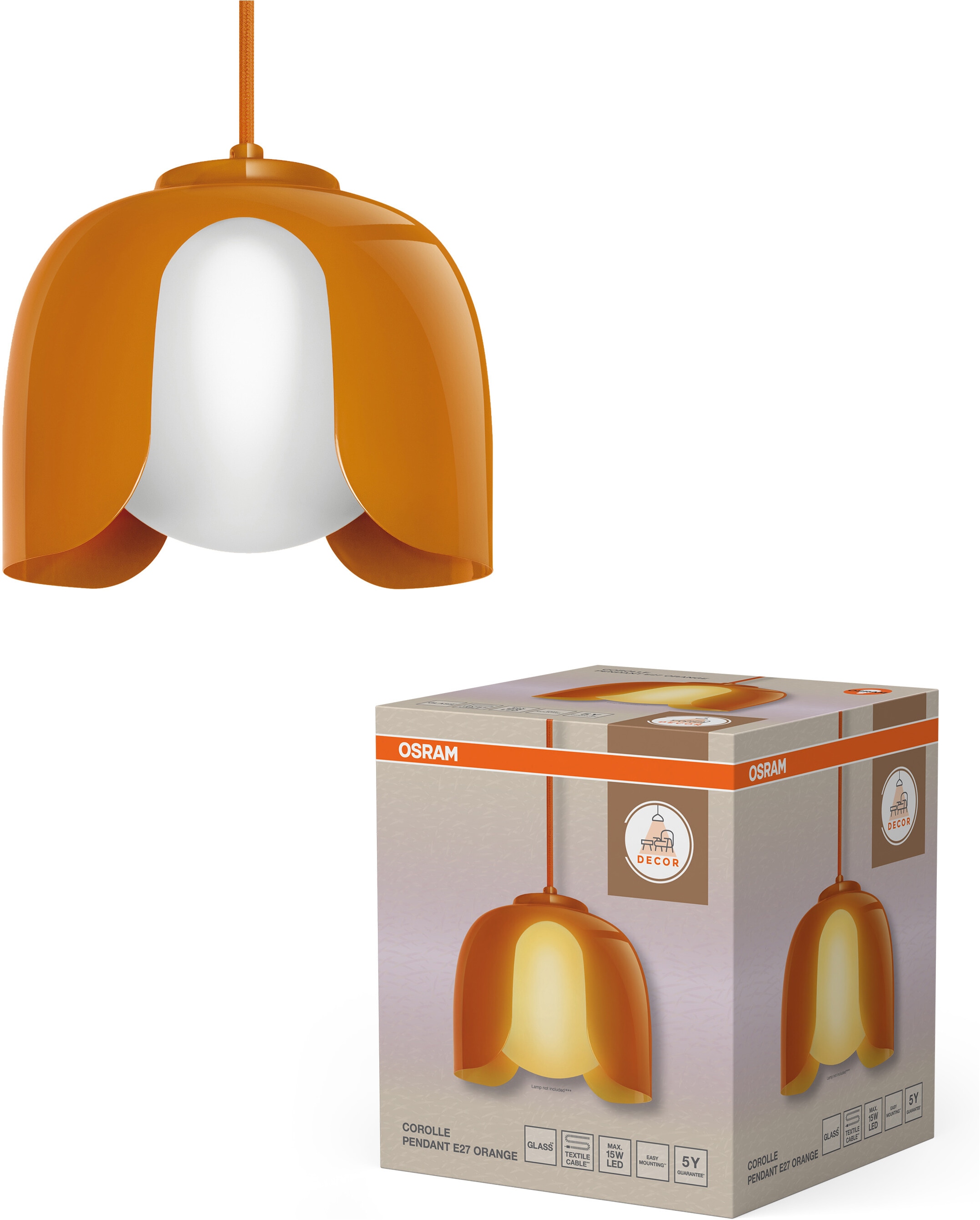 Osram Pendelleuchte »Decor Corolle« E27 1 Stk. Fassung E27, Stahl und Glas