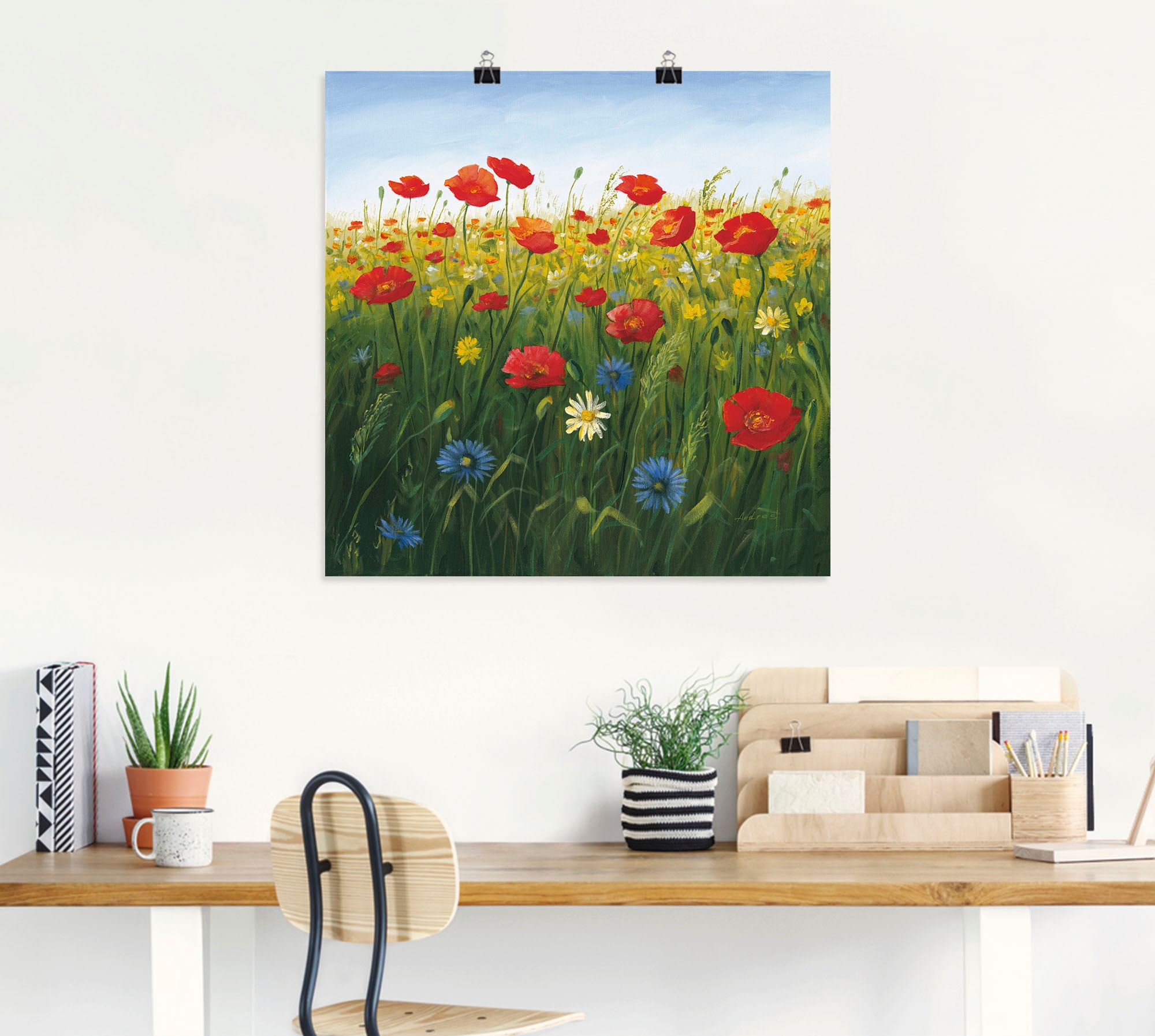 Artland Wandbild »Mohnblumen Landschaft I«, Blumenwiese, (1 St.), als Alubild, Outdoorbild, Leinwandbild, Poster in verschied. Größen