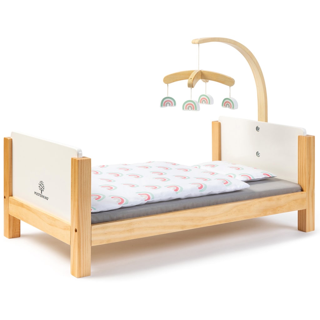 MUSTERKIND® Puppenbett »Barlia, weiß/natur«, mit Mobile