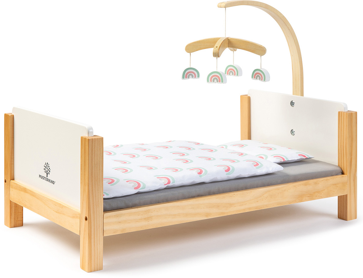 Puppenbett »Barlia, weiß/natur«, mit Mobile