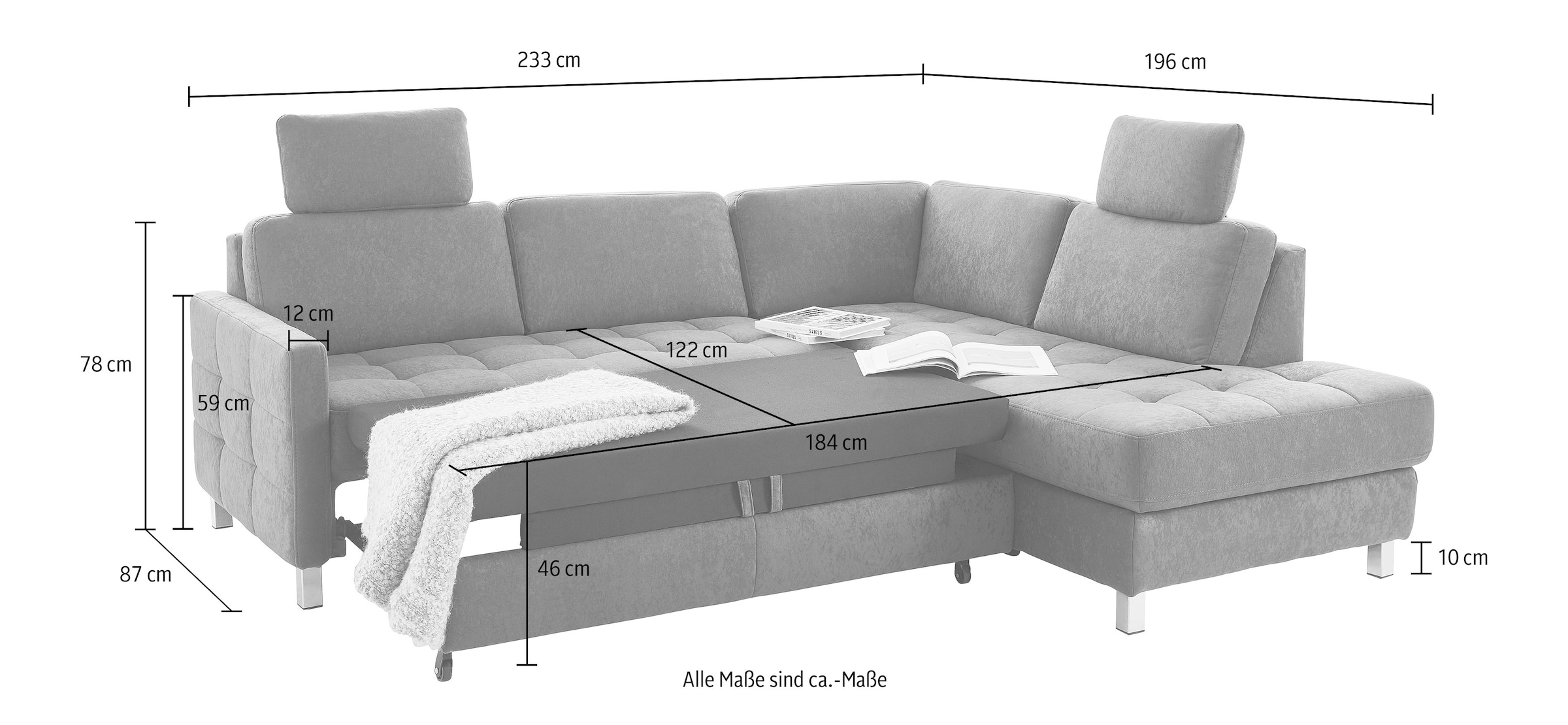 sit&more Ecksofa »Pablo L-Form«, wahlweise mit Bettfunktion