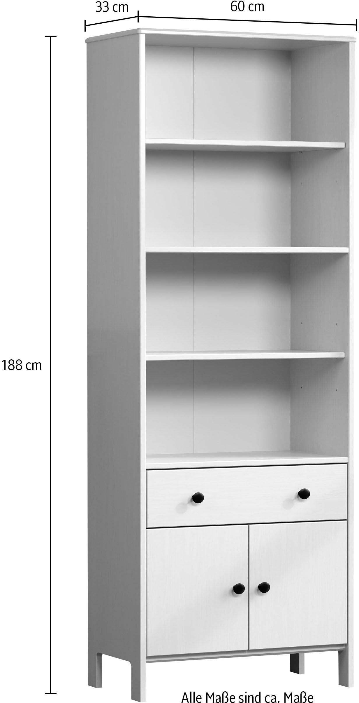 welltime Hochschrank »Kall« 1 Stk. tlg. Badezimmerschrank aus Kiefer-Massivholz - Maße (B/T/H) 60/33/188 cm