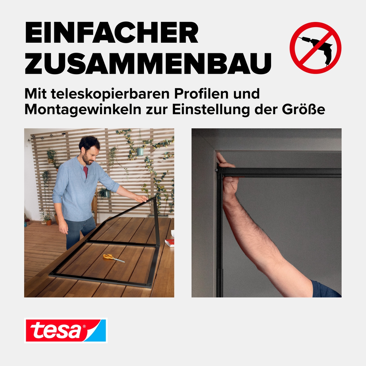 tesa Insektenschutz-Tür »Insect Stop Falt Fliegengitter für Türen - max. 1 m : 2,20 m«, mit verstellbarem Rahmen aus Aluminium - ohne Bohren