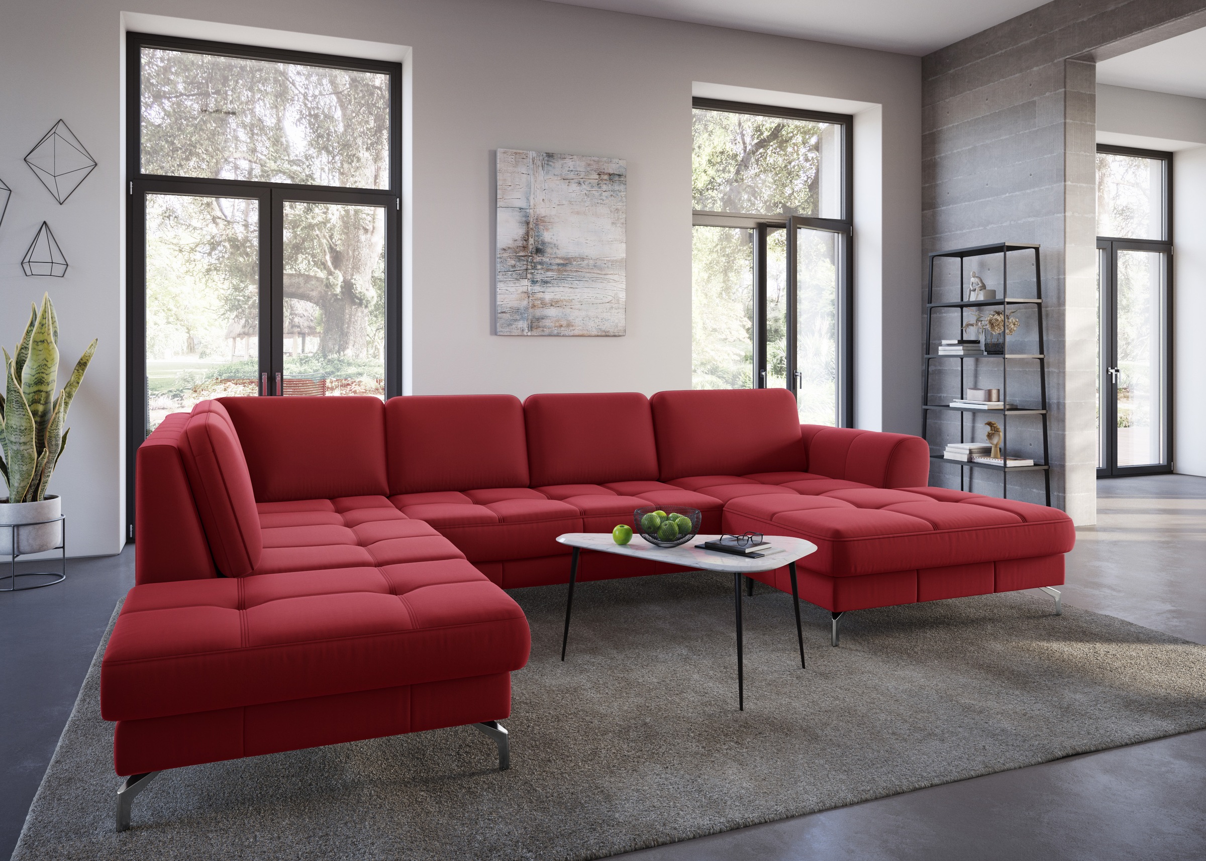 sit&more Wohnlandschaft »Bendigo U-Form« inklusive Sitztiefenverstellung, Bodenfreiheit 12 cm, in 2 Fußfarben