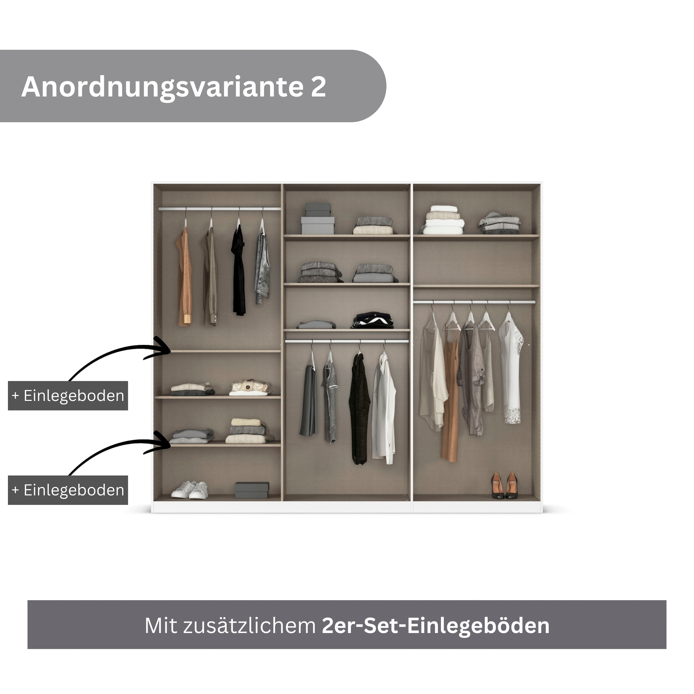rauch Drehtürenschrank »Kleiderschrank Schrank Garderobe AGORDO TOPSELLER Schlafzimmer«, (in zwei Griff-Farben mit Dekor- oder Hochglanzfront), durchdachte Innenausstattung, in 6 Breiten und 2 Höhen MADE IN GERMANY