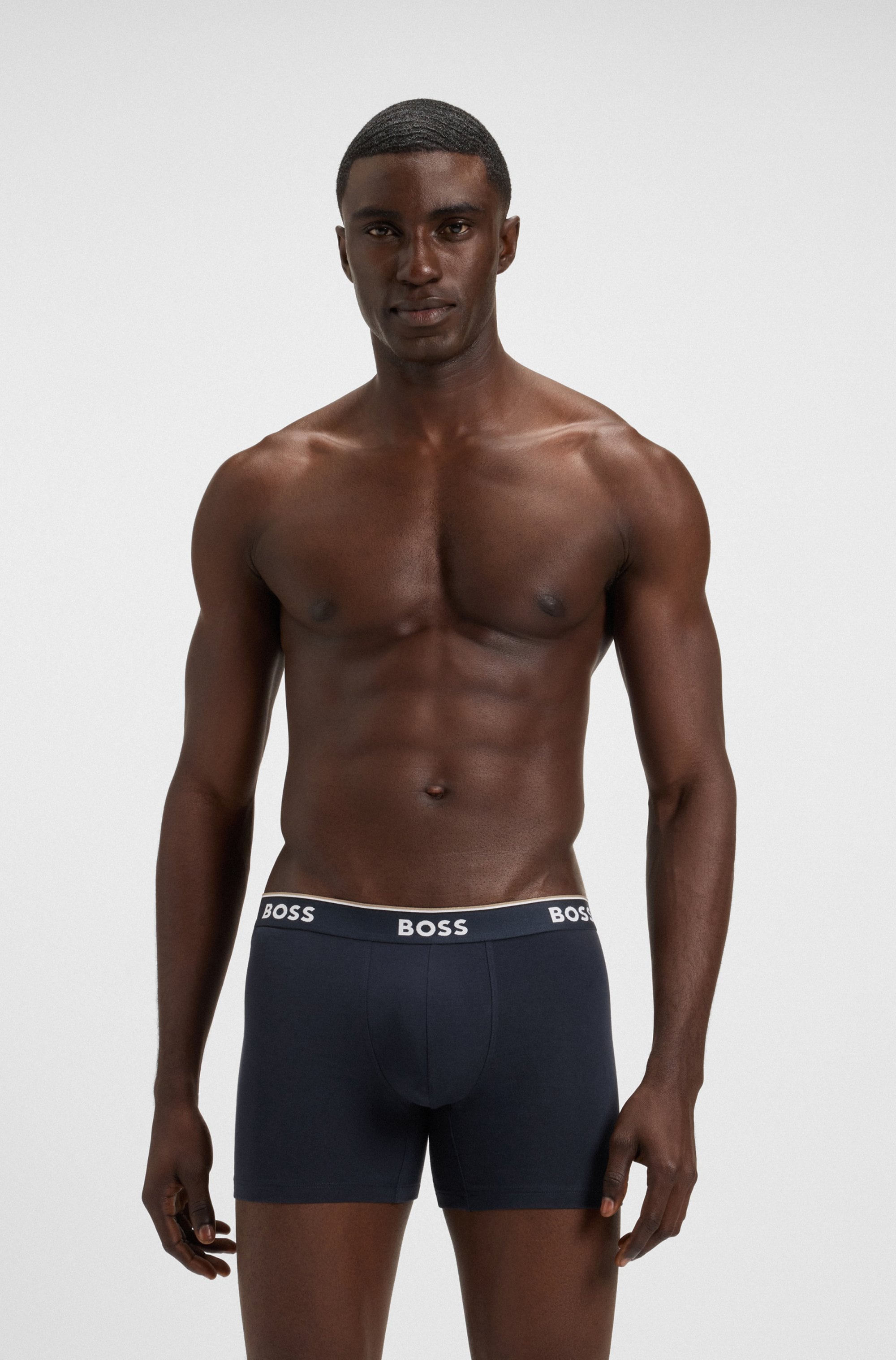 BOSS Langer Boxer »Brief 3 PACK«, mit farblich passendem Webbund