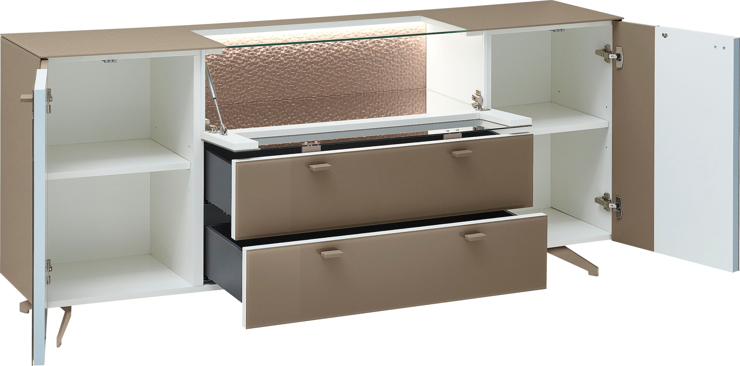 LEONARDO Sideboard »AUREA«, mit Pailletten-Akzent, wahlweise mit Beleuchtung