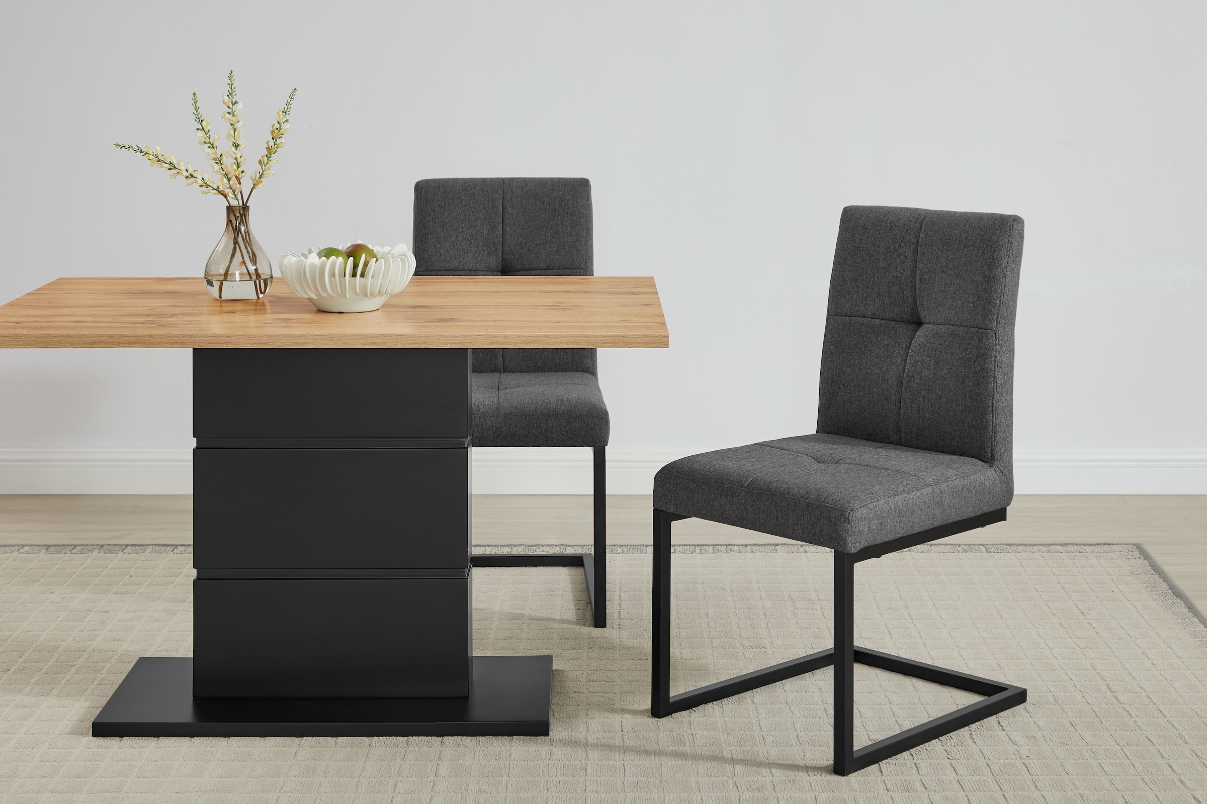 OTTO home Eckbankgruppe »Geranie, Sitzgruppe, Eckbank links und rechts montierbar« Set, Gruppe bestehend aus Eckbank, Esstisch 120 cm, zwei Freischwinger, 4 Stk. tlg. Eckbank wahlweise links und rechts montierbar