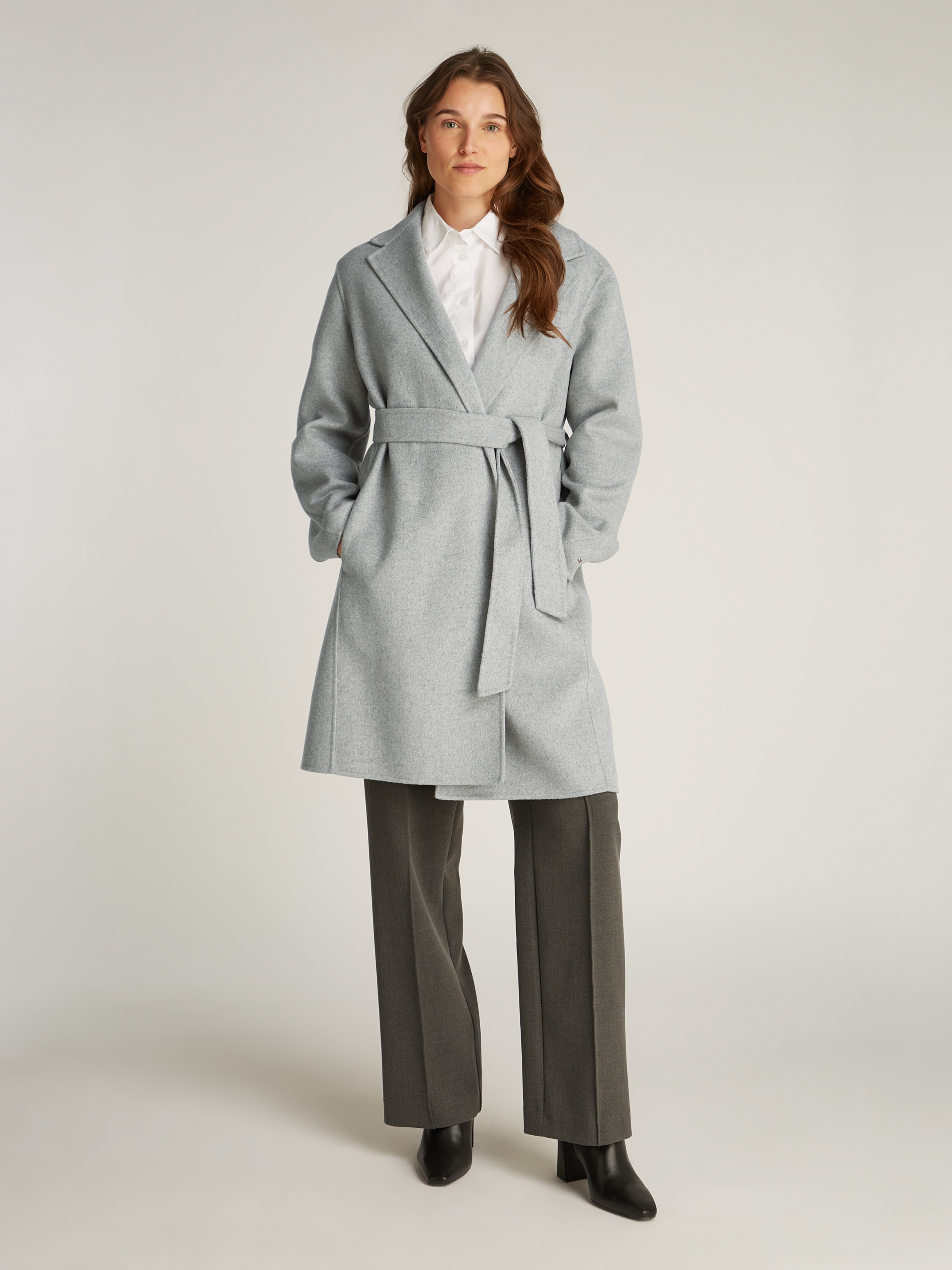 Tommy Hilfiger Kurzmantel »REG DF WOOL BELTED COAT«, mit Gürtel