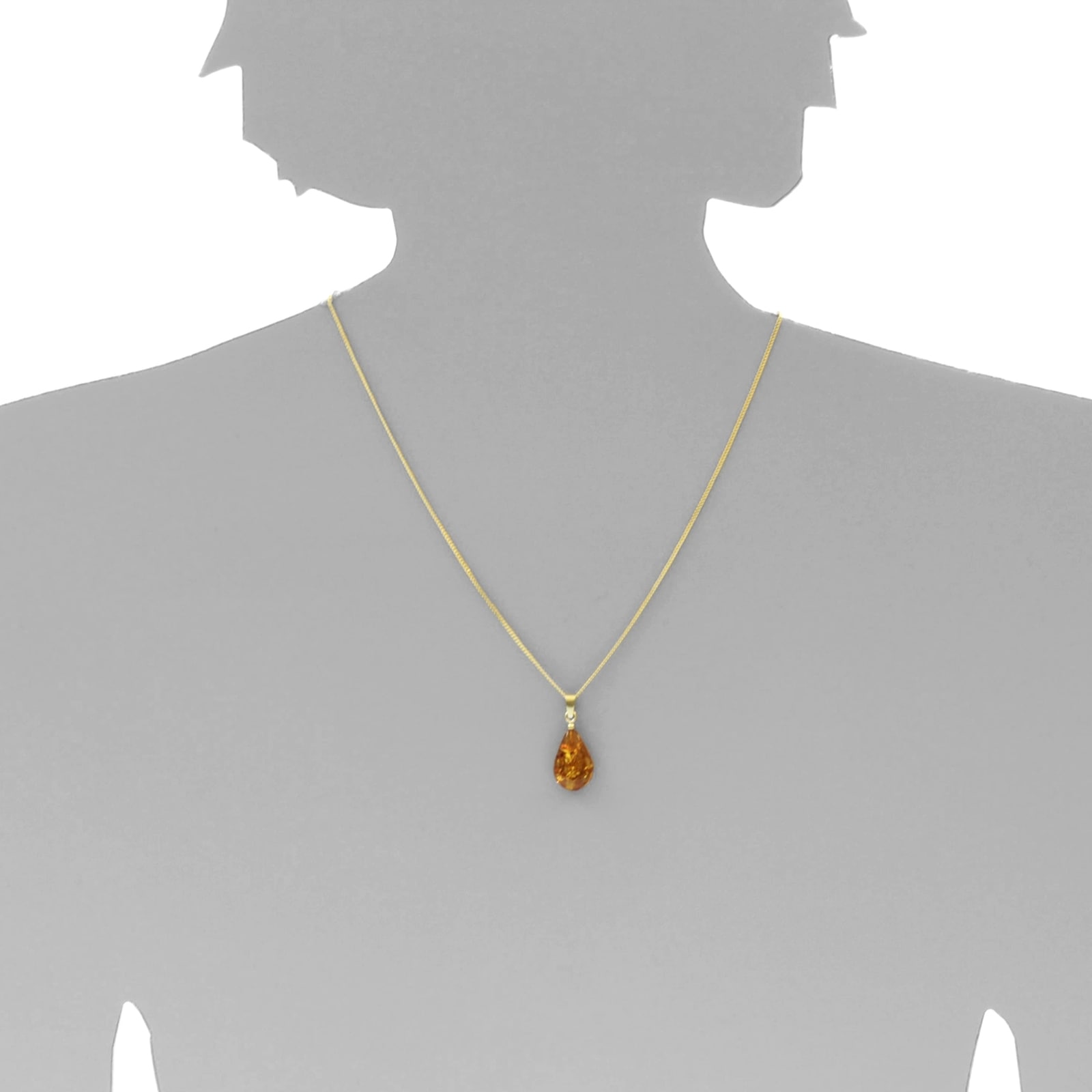 OSTSEE-SCHMUCK Kette mit Anhänger »Ostsee-Schmuck Kette mit Anhänger Tropfen flach, ca. 17 mm lang«, (2 tlg.)