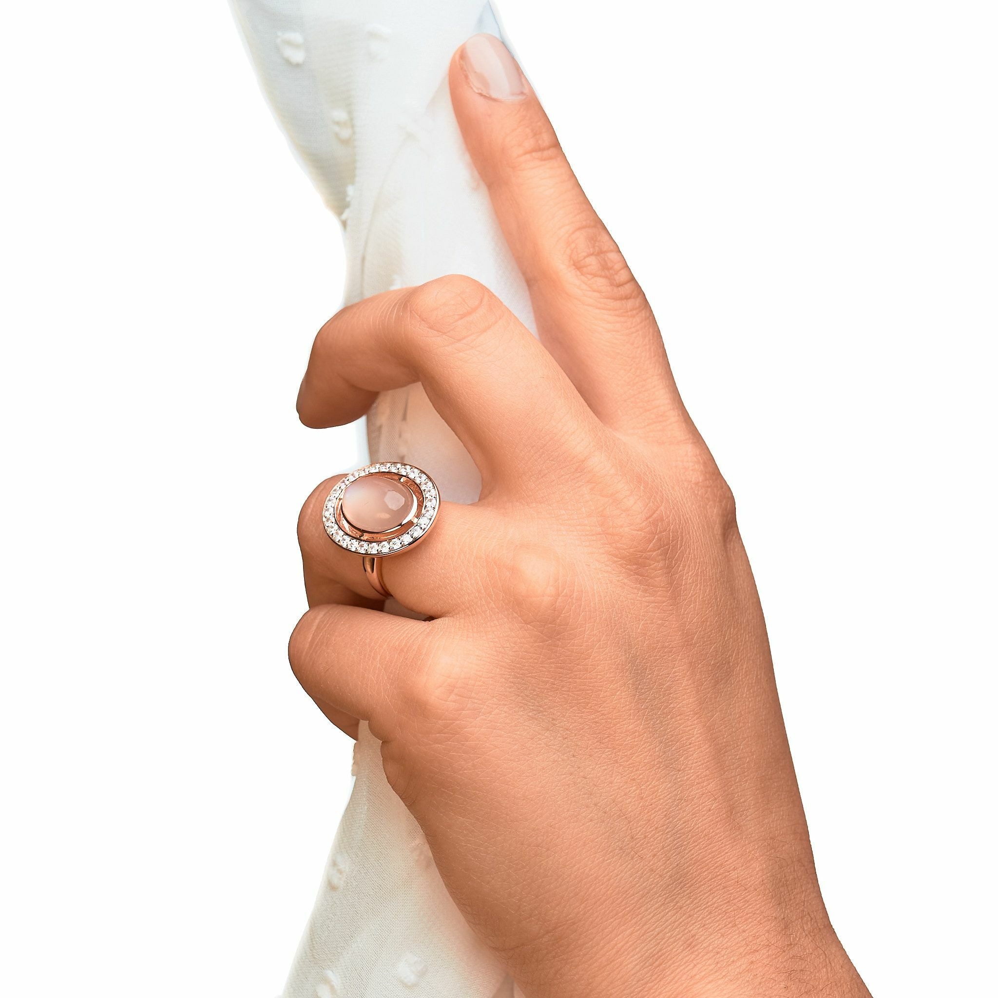 Zeeme Fingerring »Silber 925 rosé vergoldet mit echtem Mondstein Zirkonia«