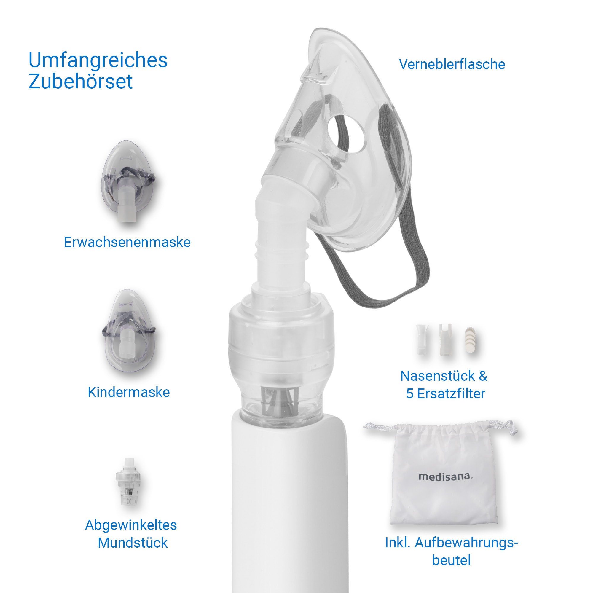 Medisana Inhalationsgerät »IN 530« Mikrokompressortechnik, aufladbares Akku, Behandlung der Atemwege