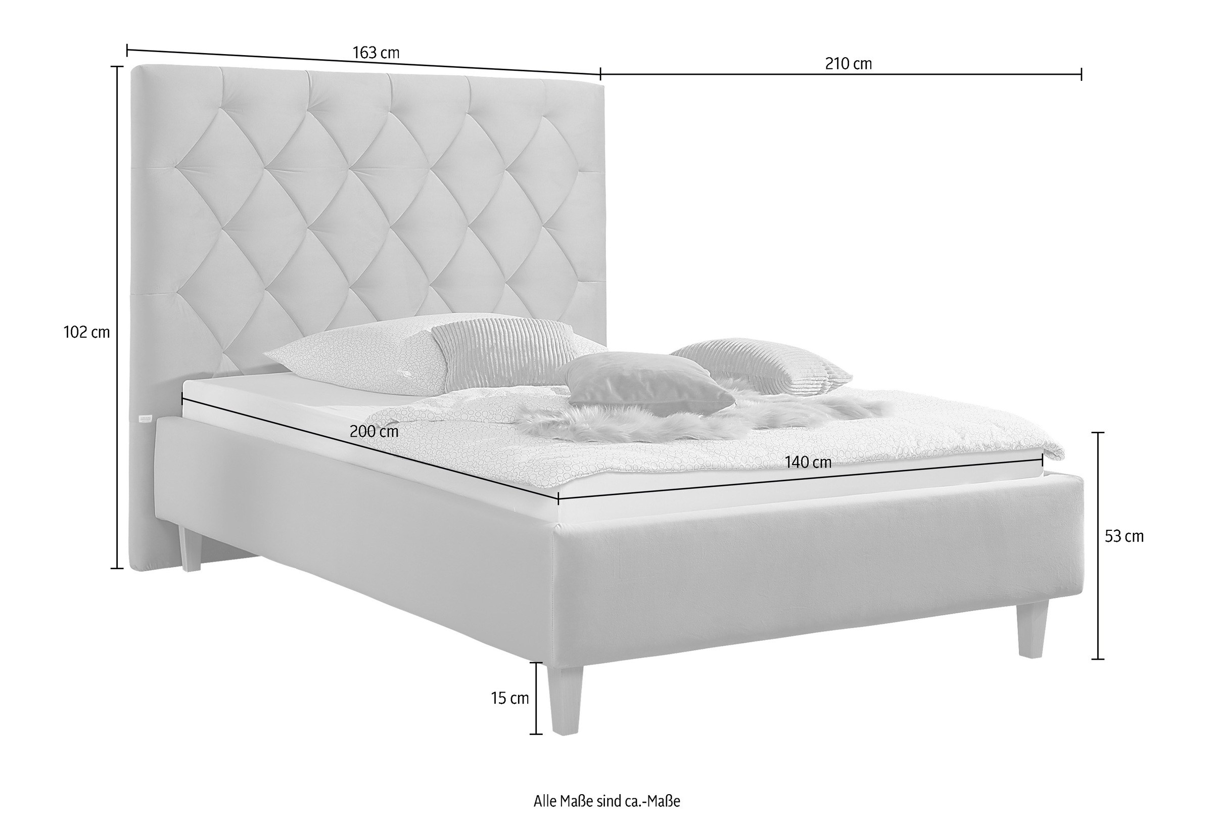 8. Bild von Guido Maria Kretschmer Home&Living Polsterbett »Sunley 140«, Kreuzsteppung, Kopfteilhöhe 142 cm, ohne oder mit Matratze/Lattenrost