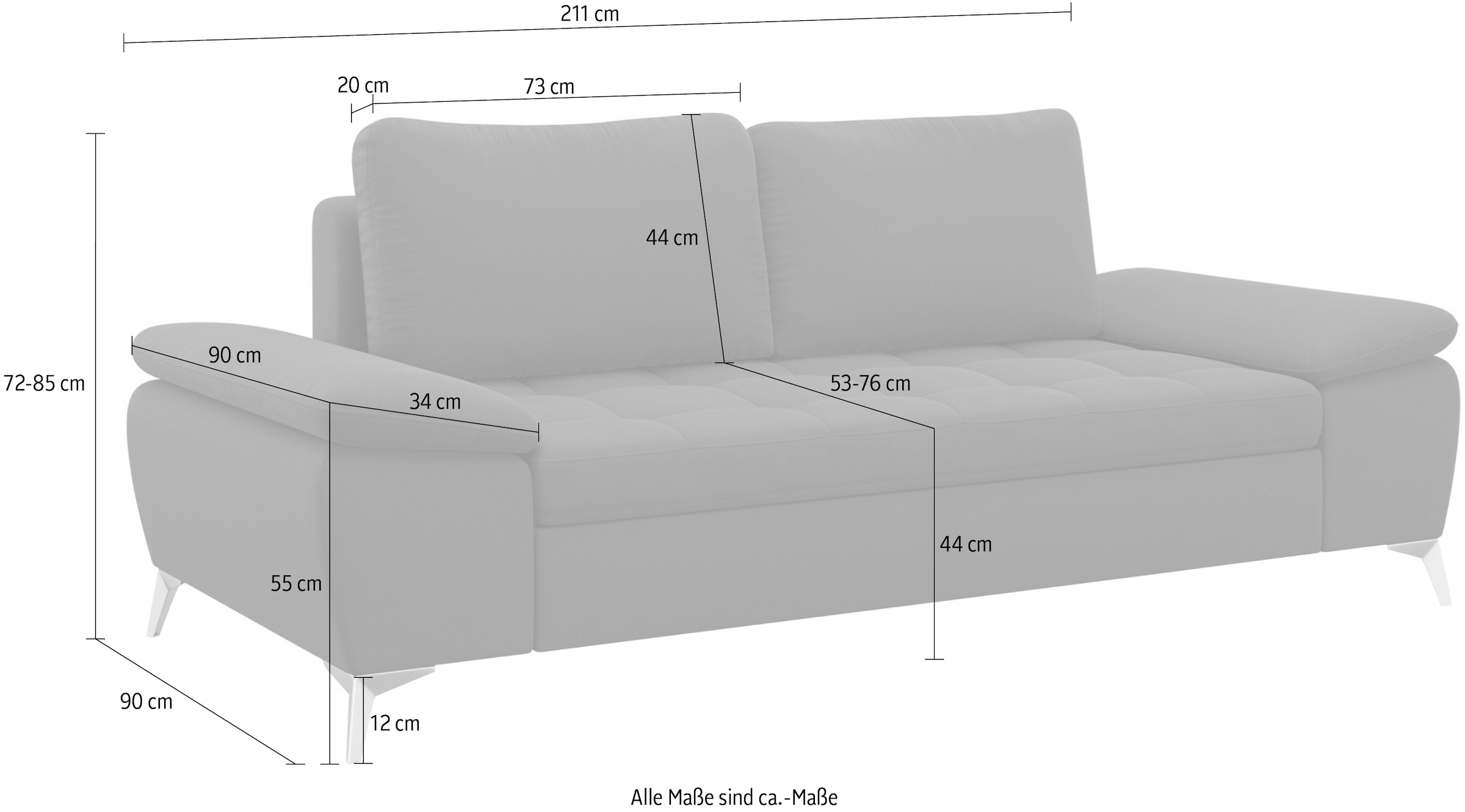 sit&more 2,5-Sitzer »Latigo« mit hochwertigen Metallfüßen