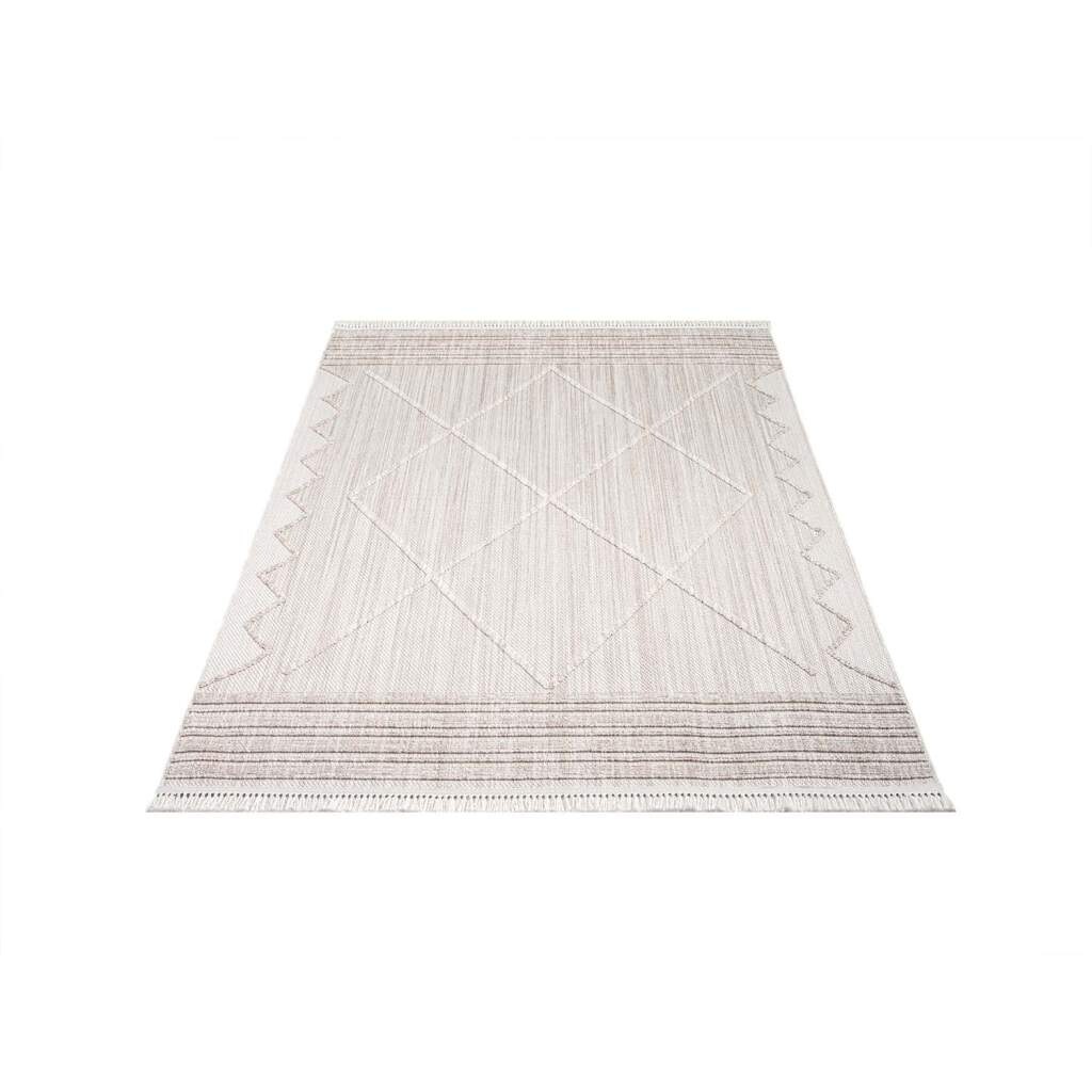 Carpet City Teppich »CLASICO 8931«, rechteckig, 11 mm Höhe, Läufer, Kurzflor, Hochtief-Muster, Boho, Fransen, Wohnzimmer