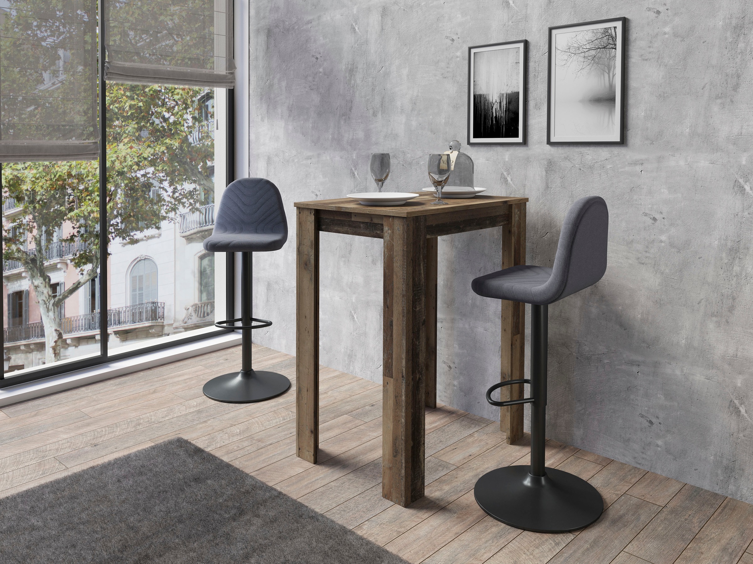 Homexperts Bargruppe »Nika-Circus 2«, (Set, 3 tlg., Tisch mit 2 Barhockern)