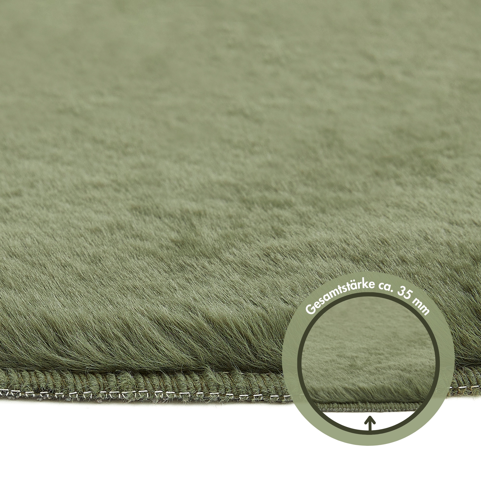 LUXOR living Fellteppich »Novara«, rund, 30 mm Höhe, Kunstfell, Kaninchenfell-Haptik, besonders weicher Hochflor