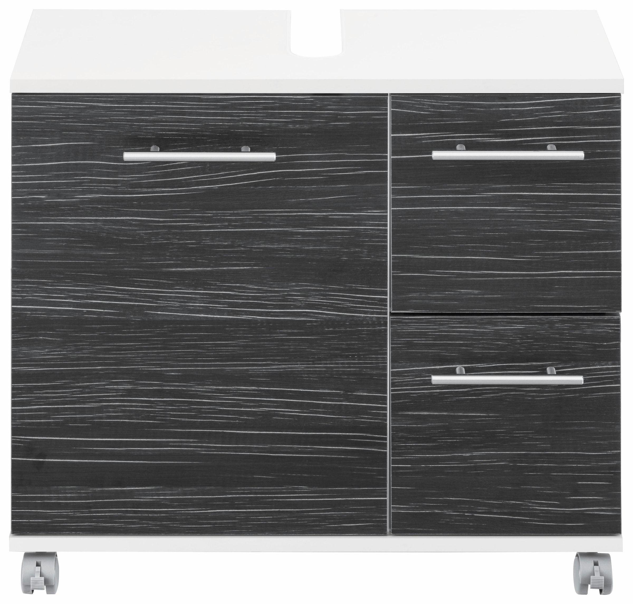 welltime Waschbeckenunterschrank »Emmi, Breite 65 cm made in Germany«, Siphonausschnitt, Metallbeschläge