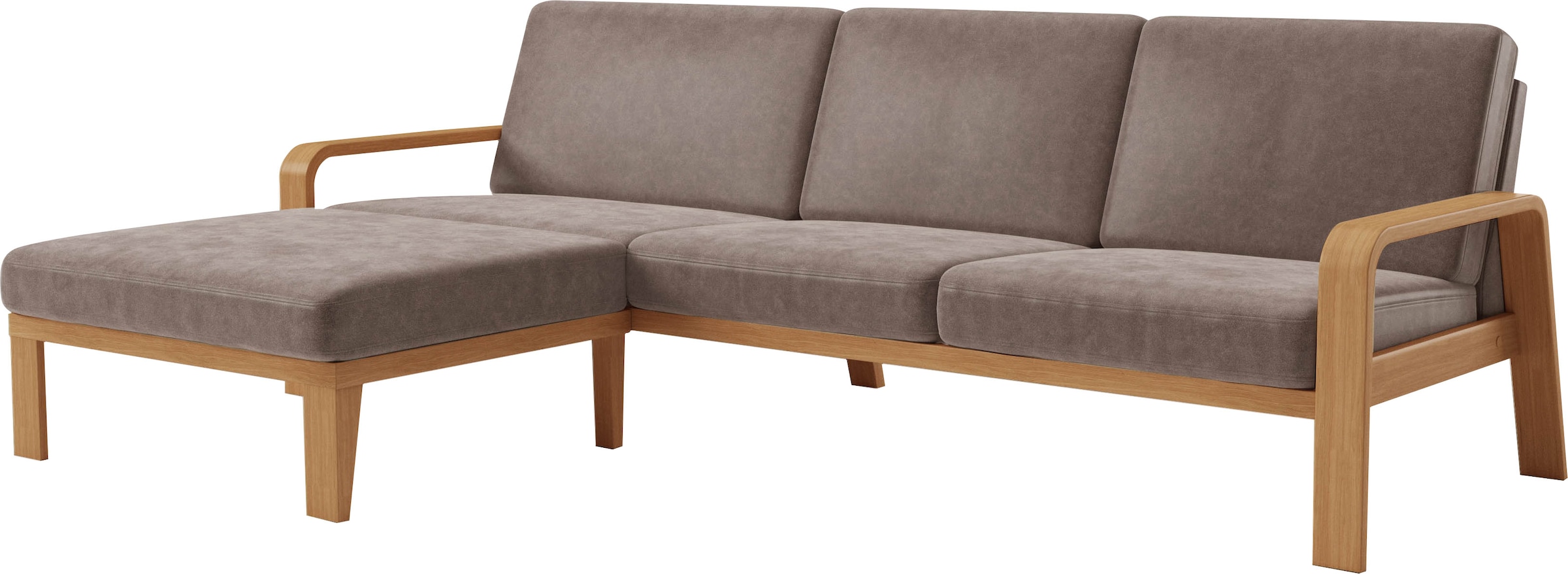 sit&more Ecksofa »Kolding L-Form«, Armlehnen aus eichefarbigem Buchenholz, verschiedene Bezüge und Farben
