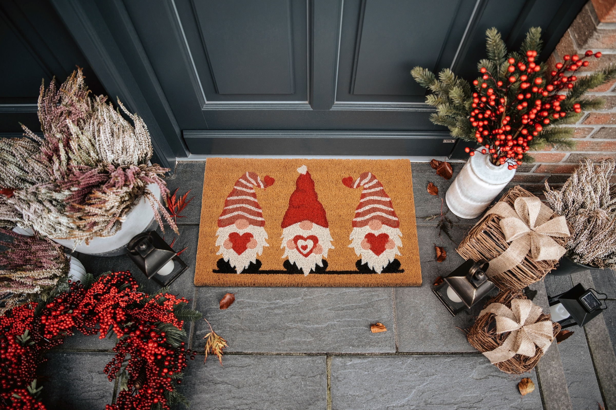HANSE Home Fußmatte »Kokos Gnome Heart, Türmatte«, rechteckig, 15 mm Höhe, Schmutzfangmatte, Rutschfest, Outdoor, Weihnachten, Kokosmatte, Zwerg