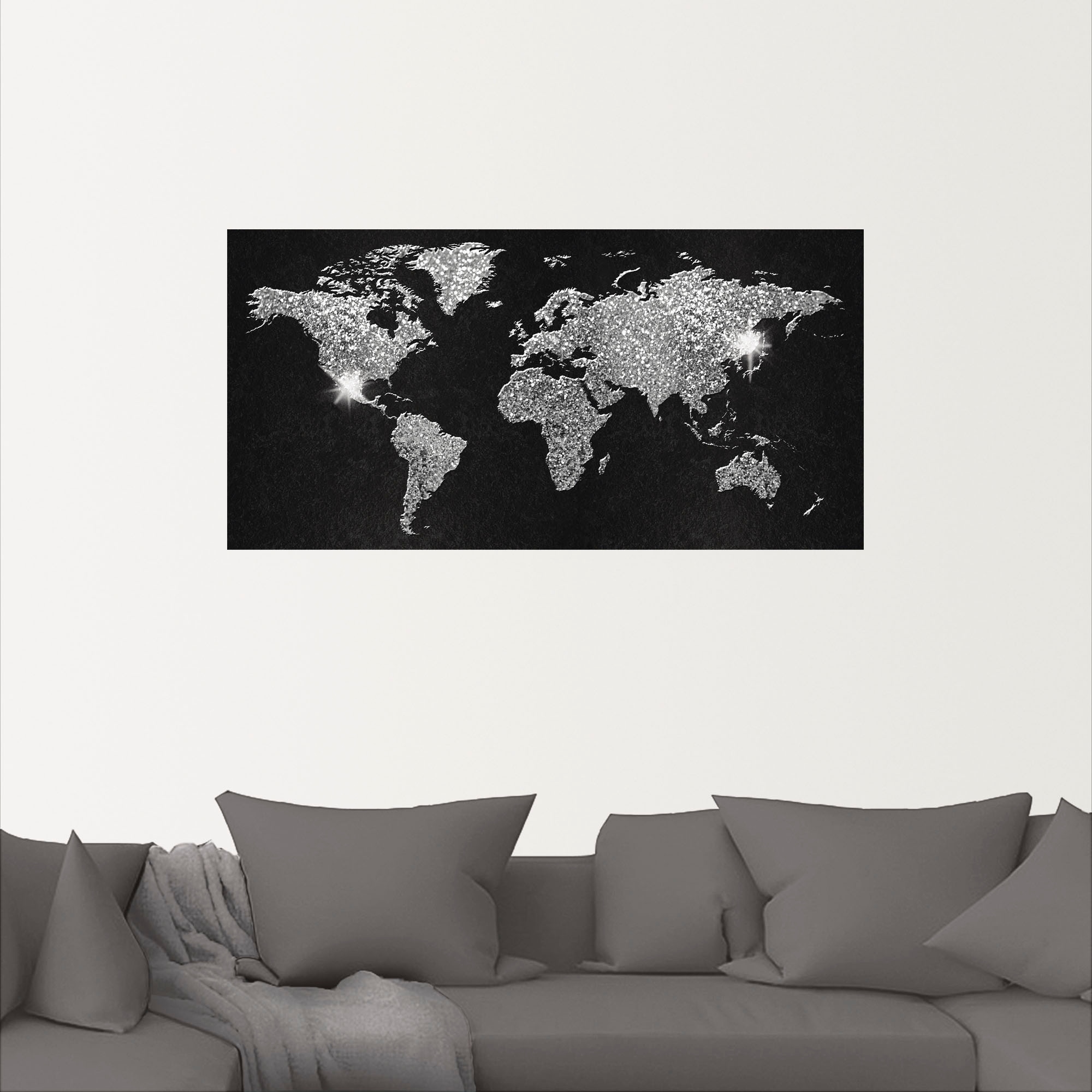 Artland Wandbild »Weltkarte Glitzer«, Land- & Weltkarten, (1 St.), als Alubild, Outdoorbild, Leinwandbild, Poster, Wandaufkleber