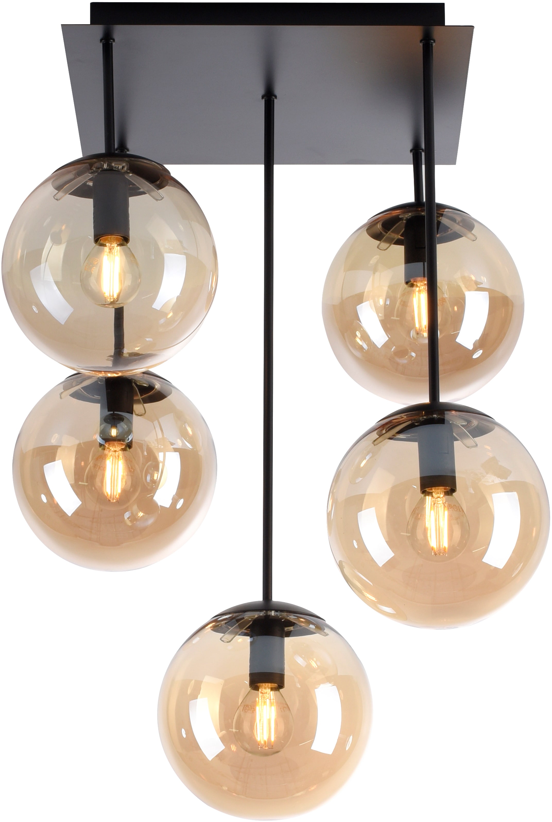 andas Deckenleuchte »Nymölla«, 5 flammig-flammig, Oberfläche, lackiert bestellen mit Deckenlampe Glaskugeln, online amber schwarz großen