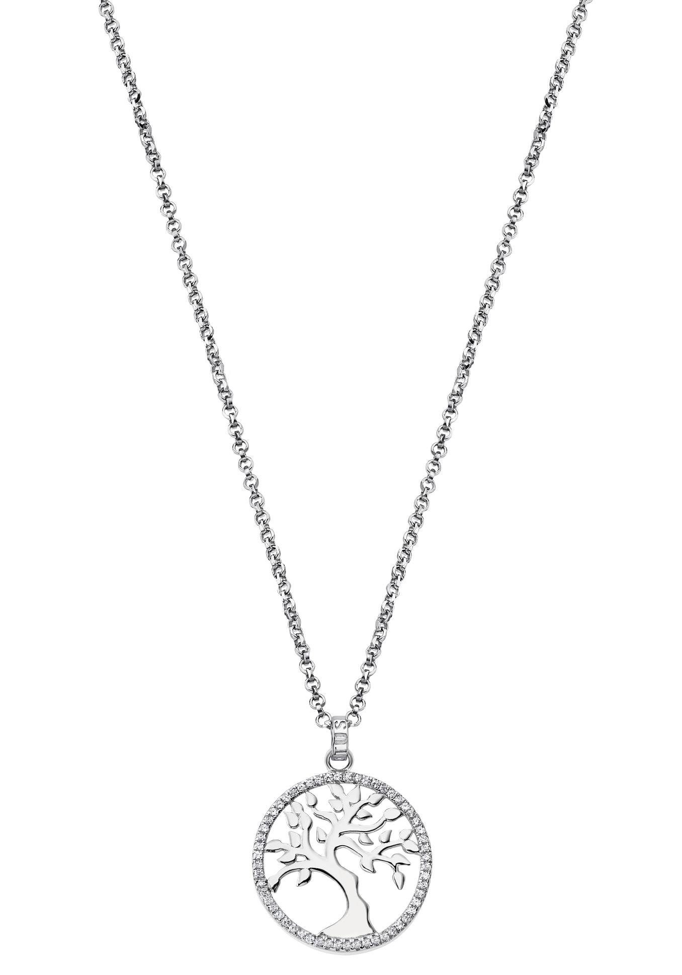 Kette mit Anhänger „Lebensbaum/Baum des Lebens, Hidra, LP1778-1/1“, mit Zirkonia silberfarben-weiß + weiß