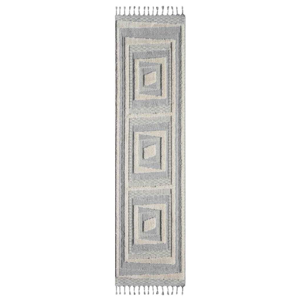 Carpet City Hochflor-Teppich »VALENCIA 940«, rechteckig, 20 mm Höhe, Läufer, Boho-Stil, Hochtief-Muster/ 3D-Effekt, mit Fransen