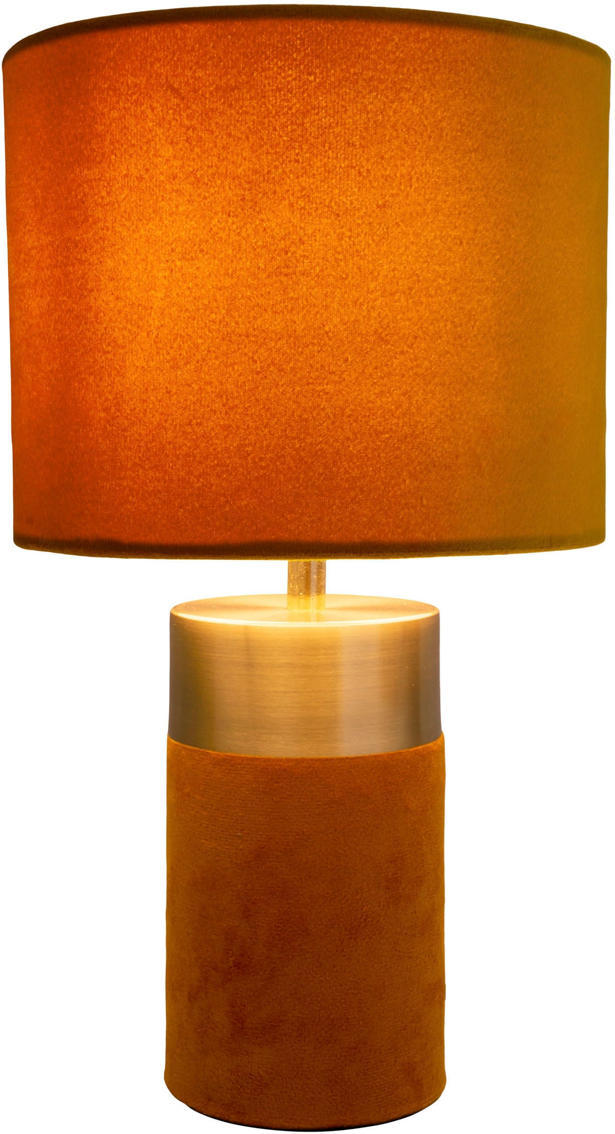 näve Tischleuchte »Bordo«, 1 flammig, Leuchtmittel E14 | ohne Leuchtmittel, 1xE14, Textilschirm braun, Fuß braun golden, H: 32cm, Zuleitung 150cm